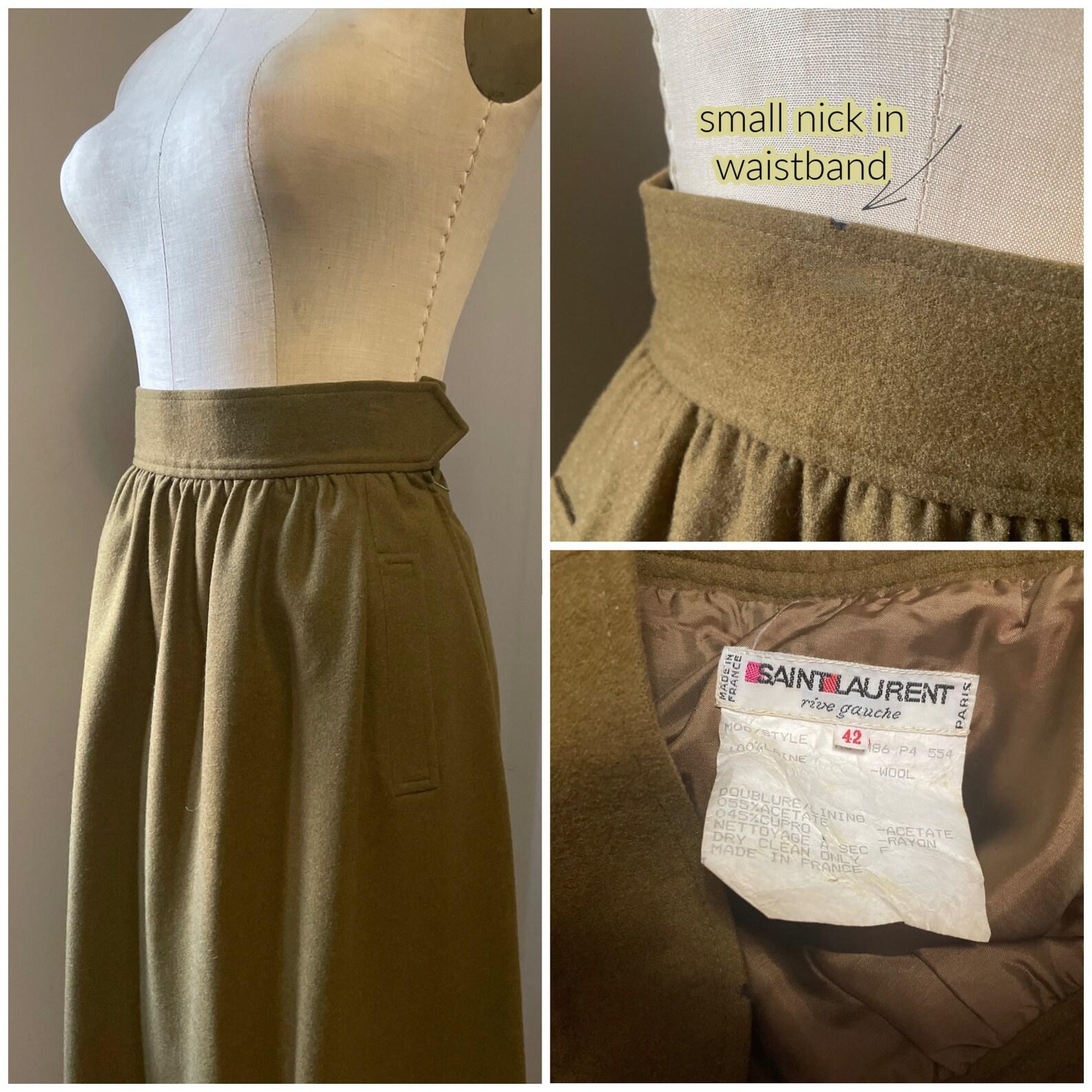 Yves Saint Laurent Olive Green Skirt For Sale 4