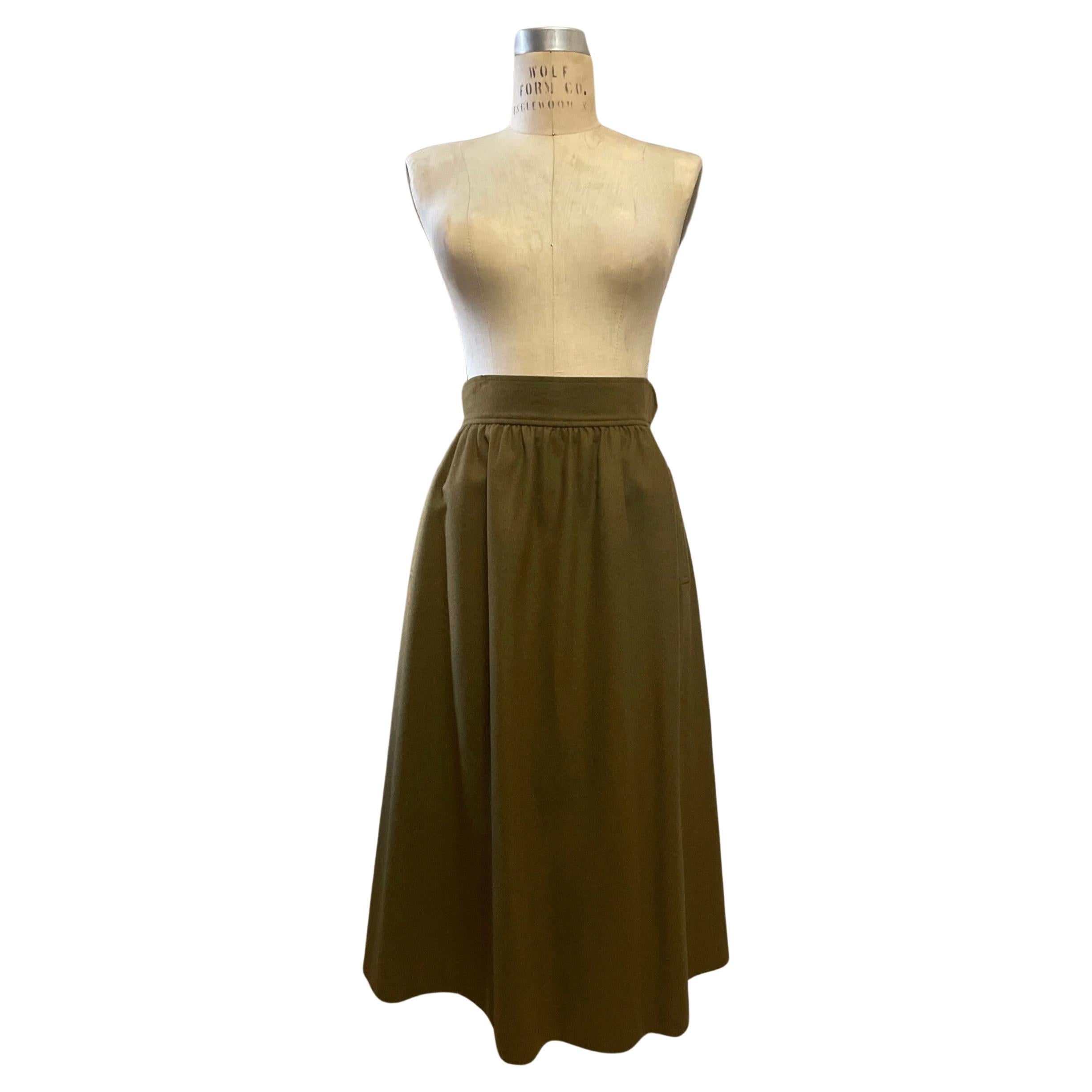 Yves Saint Laurent Olive Green Skirt For Sale