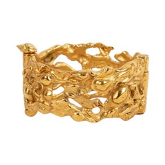 Yves Saint Laurent Openwork Gold Metal Cuff