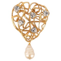 Yves Saint Laurent Openwork Golden Metal Brooch Vintage Yves Saint Laurent Openwork Golden Metal Brooch