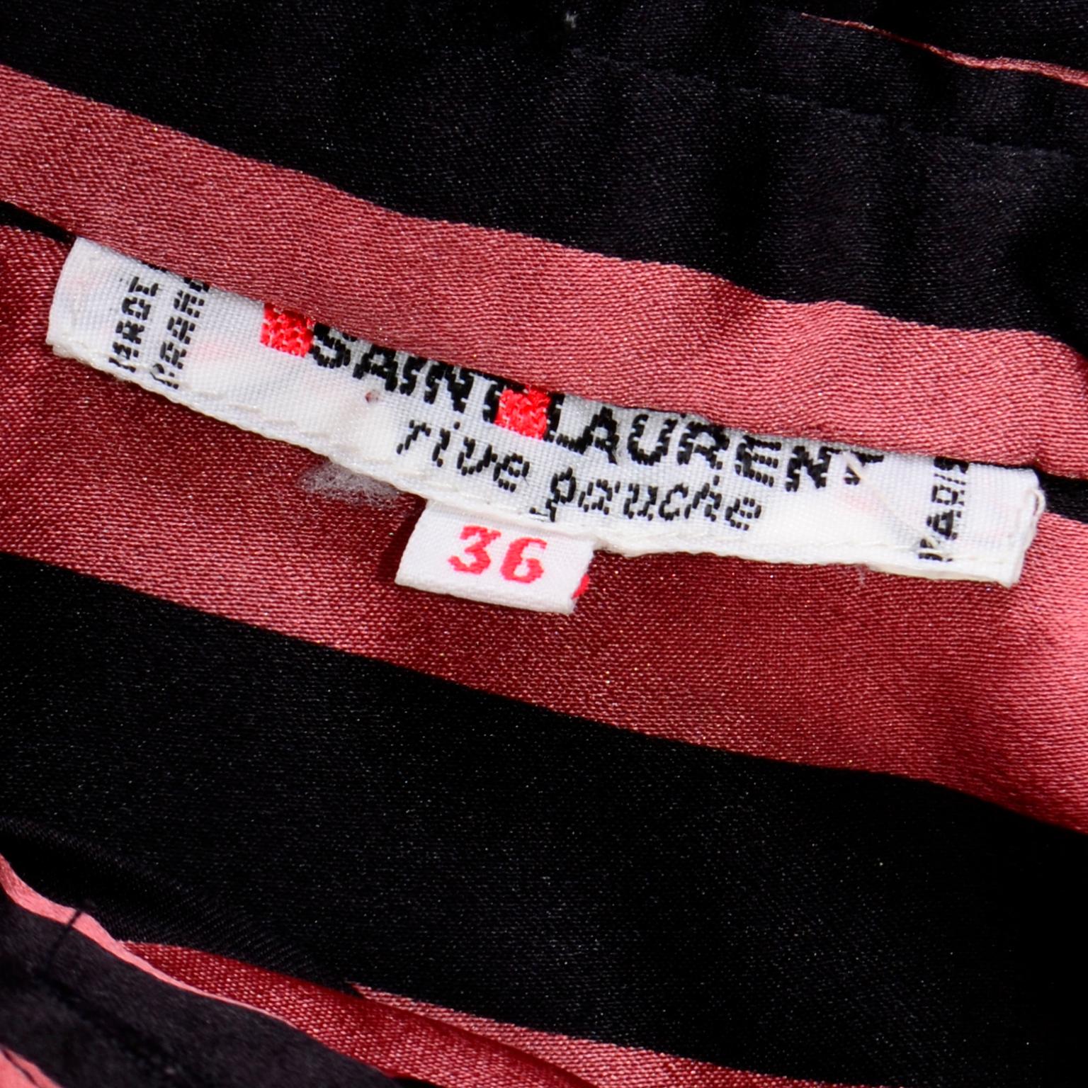Yves Saint Laurent Orange & Black Striped Silk Vintage Blouse With Sash Bow For Sale 5
