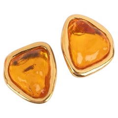 Yves Saint Laurent Orange Clip-on Earrings