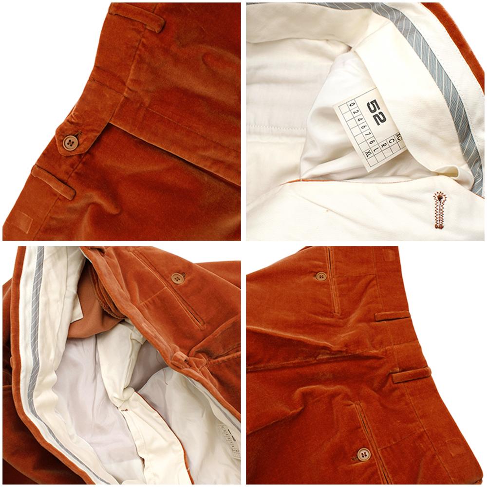 Yves Saint Laurent Orange Cotton Velvet Single Breasted Suit - Size XL FR52 5