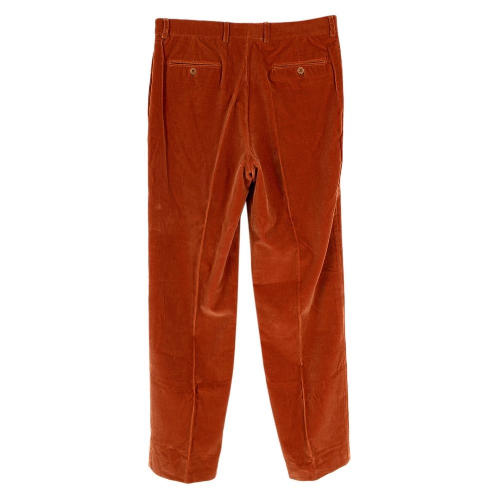 Yves Saint Laurent Orange Cotton Velvet Single Breasted Suit - Size XL FR52 1