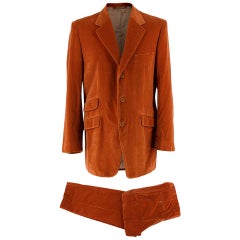 Yves Saint Laurent Orange Cotton Velvet Single Breasted Suit - Size XL FR52
