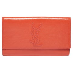 Yves Saint Laurent Orange Patent Leather Belle De Jour Clutch