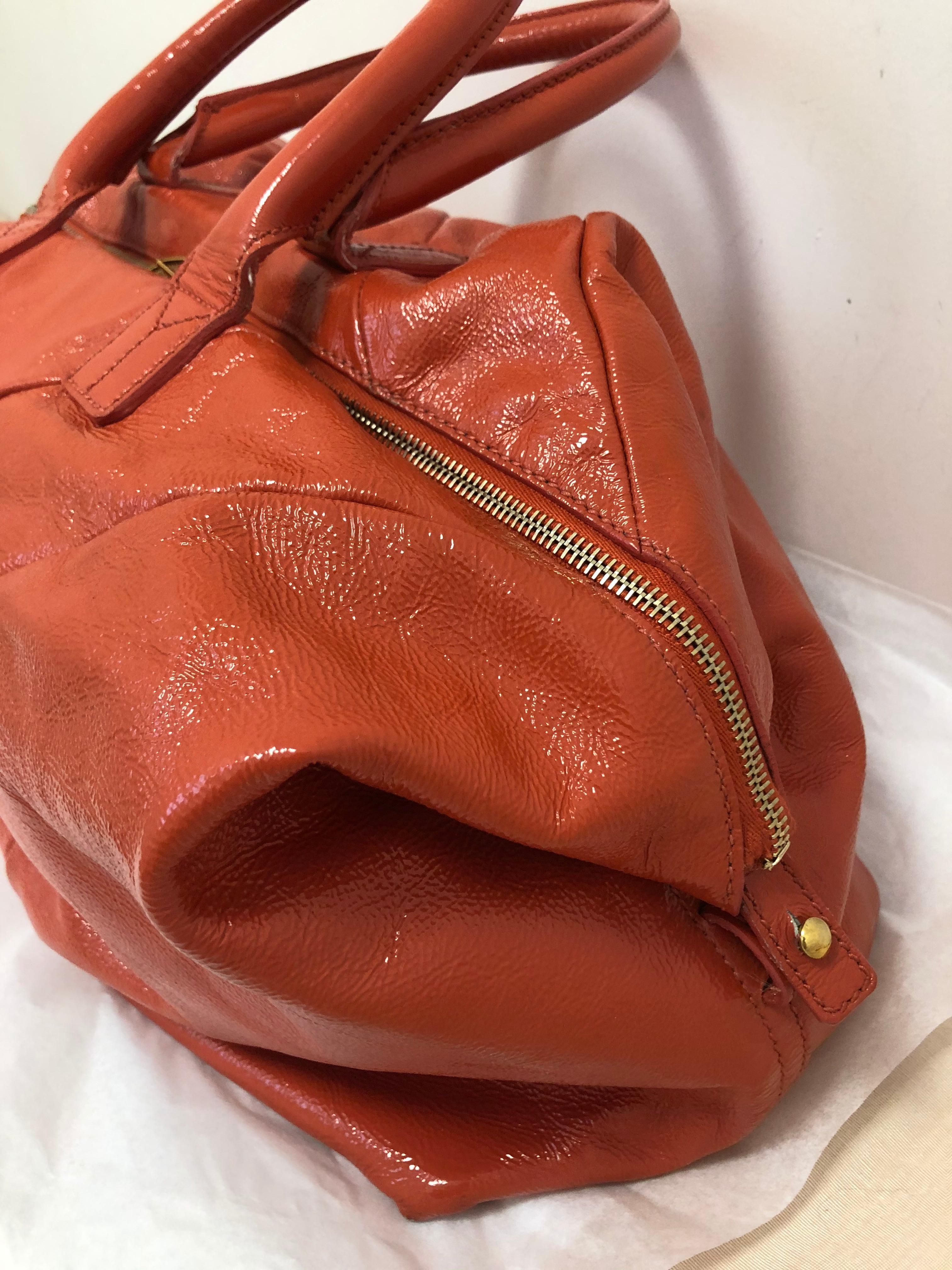 orange patent leather purse