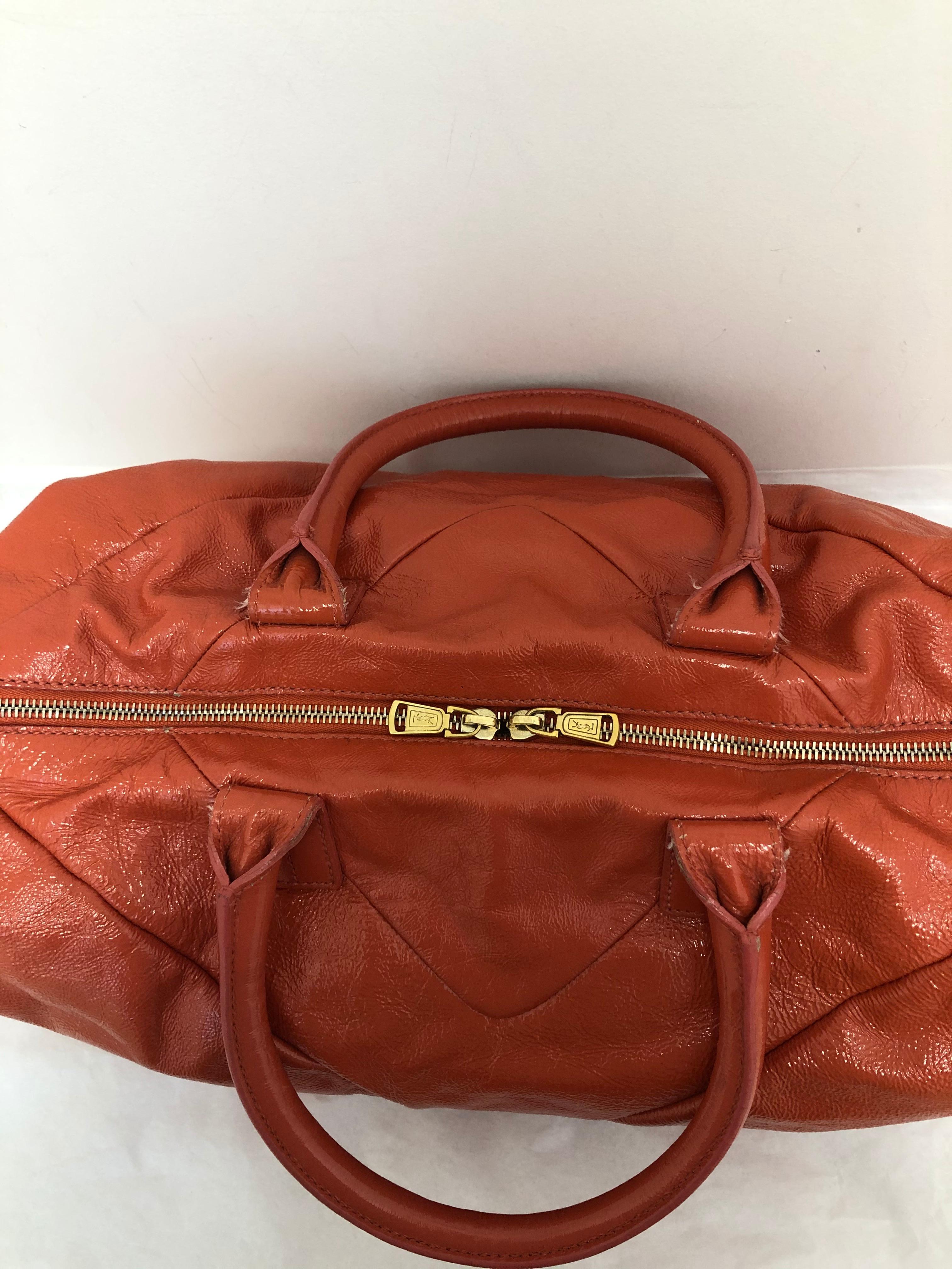 Women's Yves Saint Laurent Orange Patent Leather Easy Y Bag