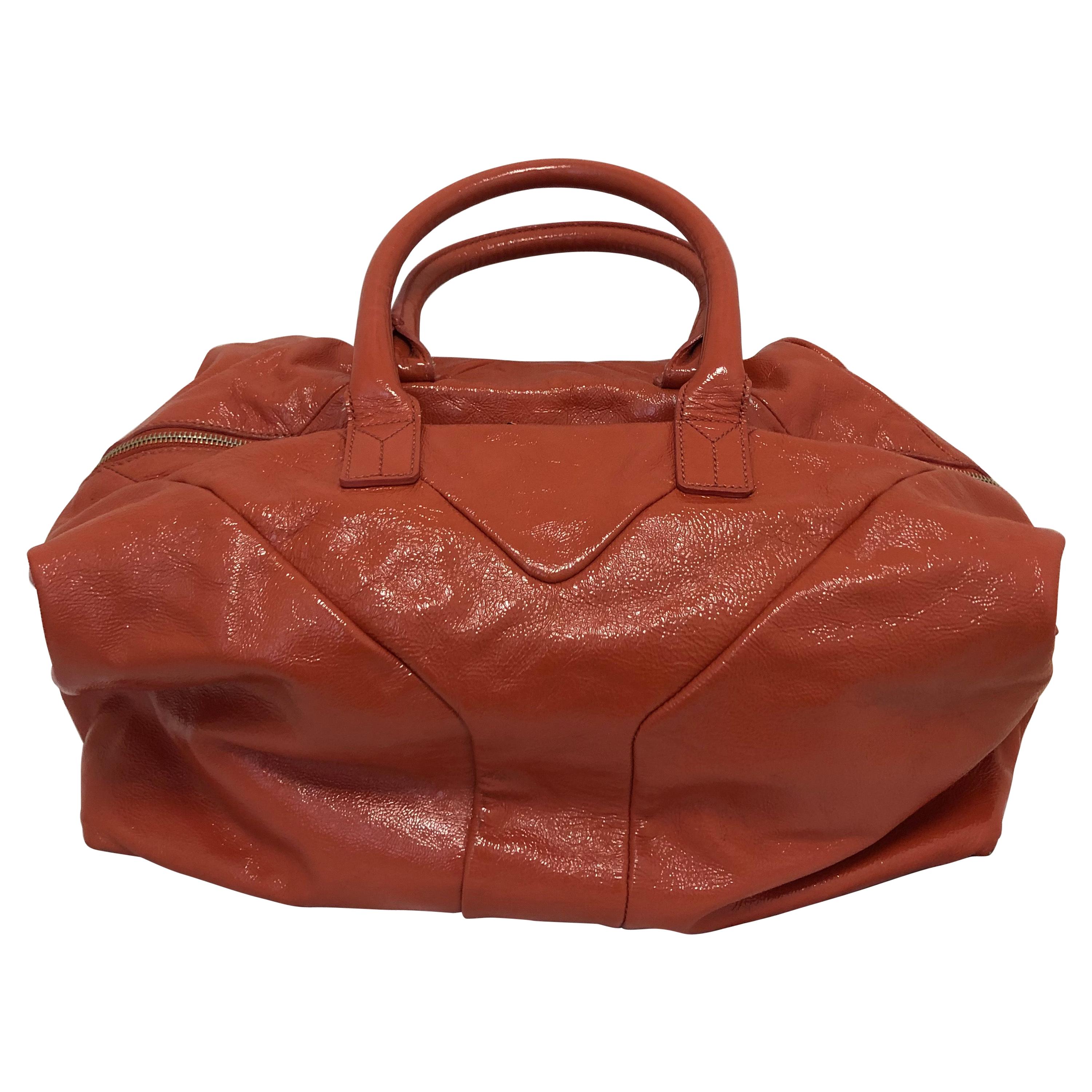 Yves Saint Laurent Orange Patent Leather Easy Y Bag