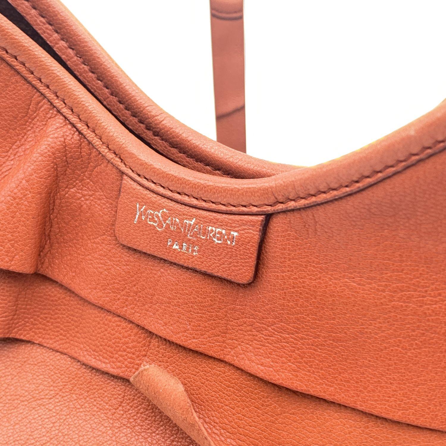 Yves Saint Laurent Orange Ruffled Leather St Tropez Hobo Bag 3
