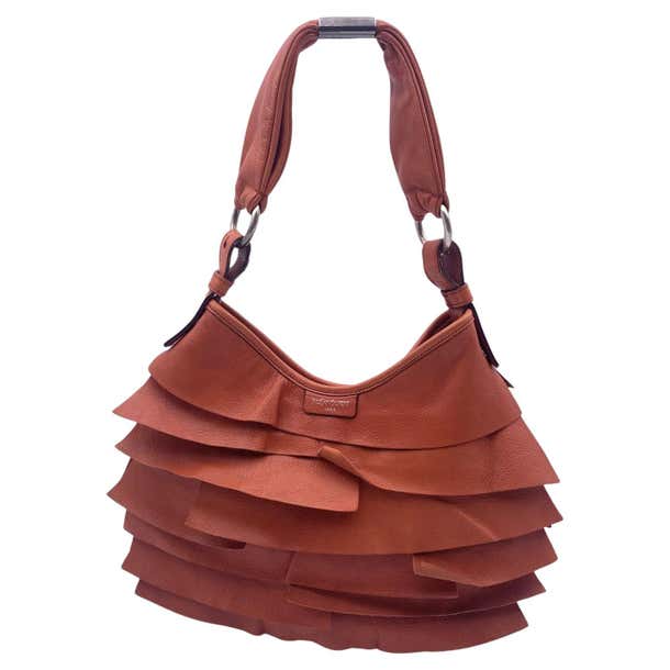 Yves Saint Laurent Orange Ruffled Leather St Tropez Hobo Bag For Sale ...