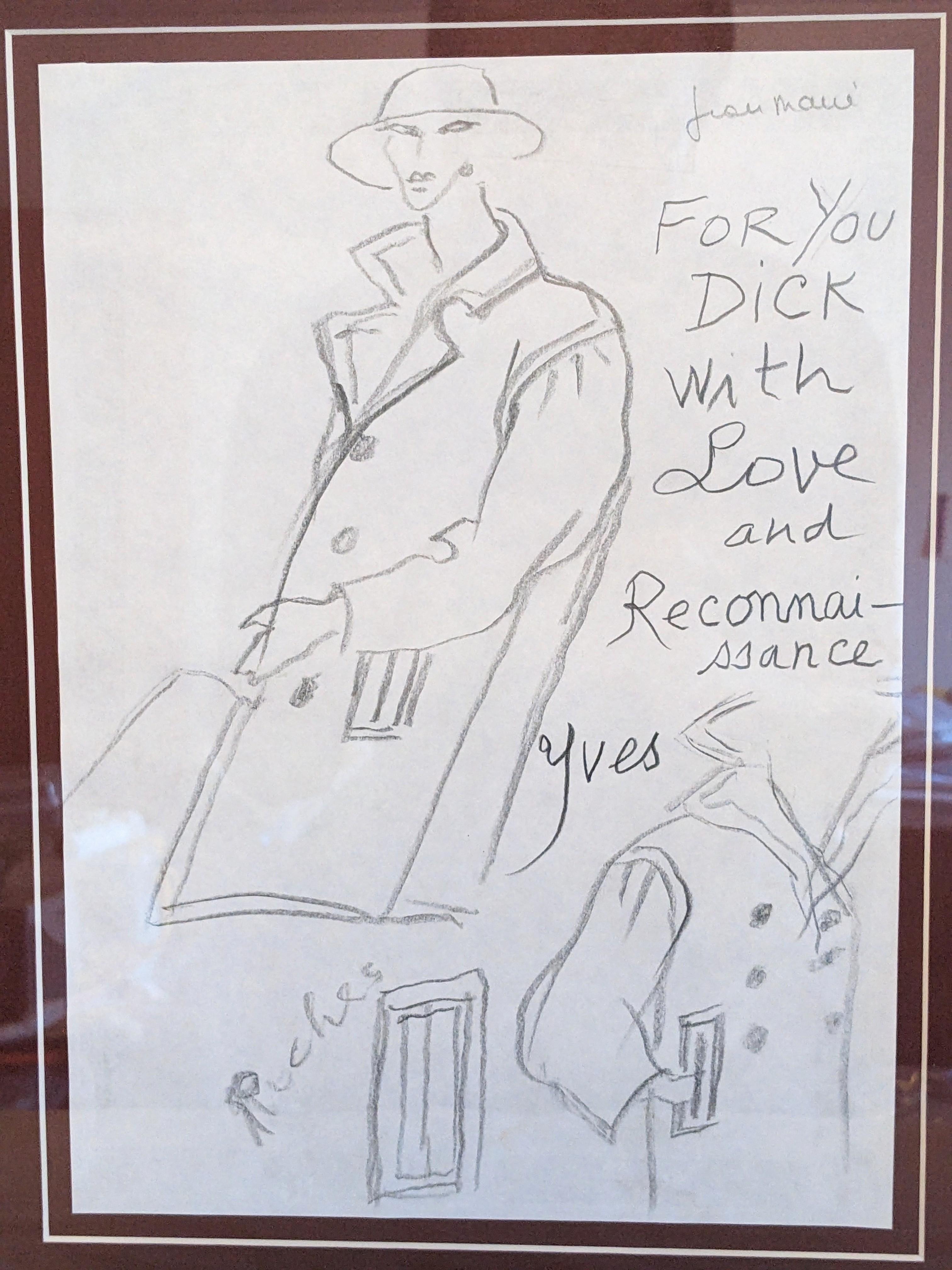 Yves Saint Laurent Original Bleistift-Croquis im Zustand „Gut“ im Angebot in Riverdale, NY