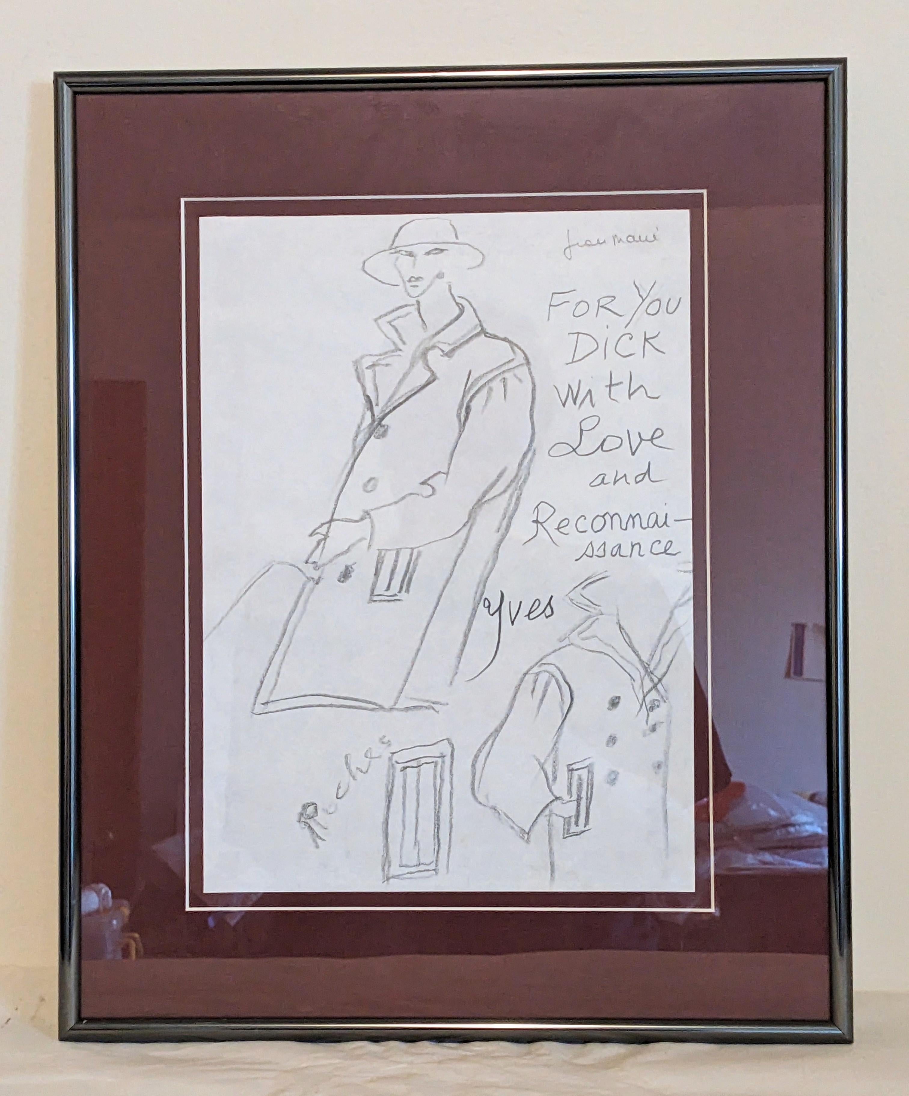 Yves Saint Laurent Original Pencil Croquis In Good Condition For Sale In Riverdale, NY