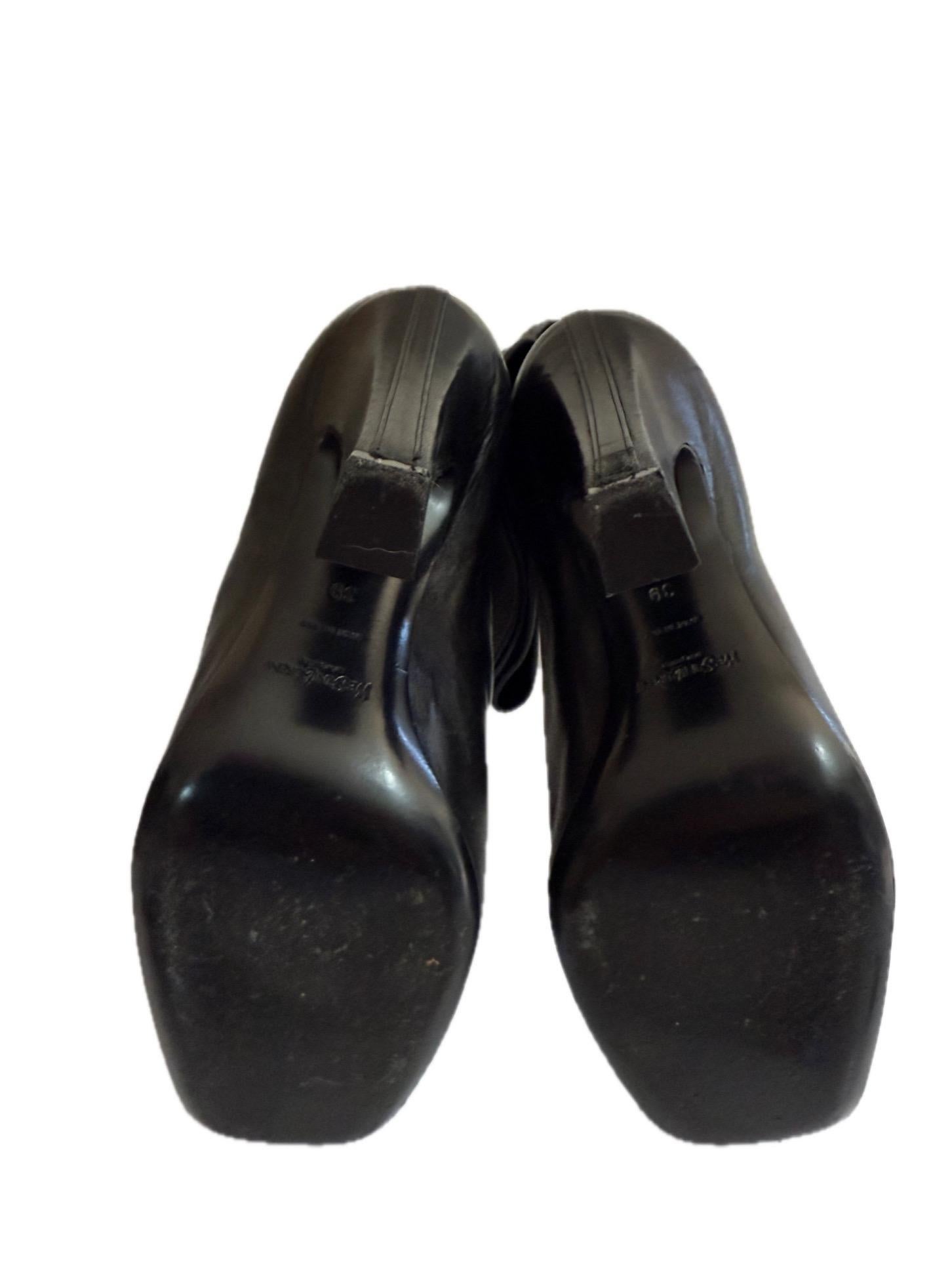 Yves Saint Laurent Over-the-Knee Black Leather Boots Fall Winter 2012 Size 39 For Sale 6