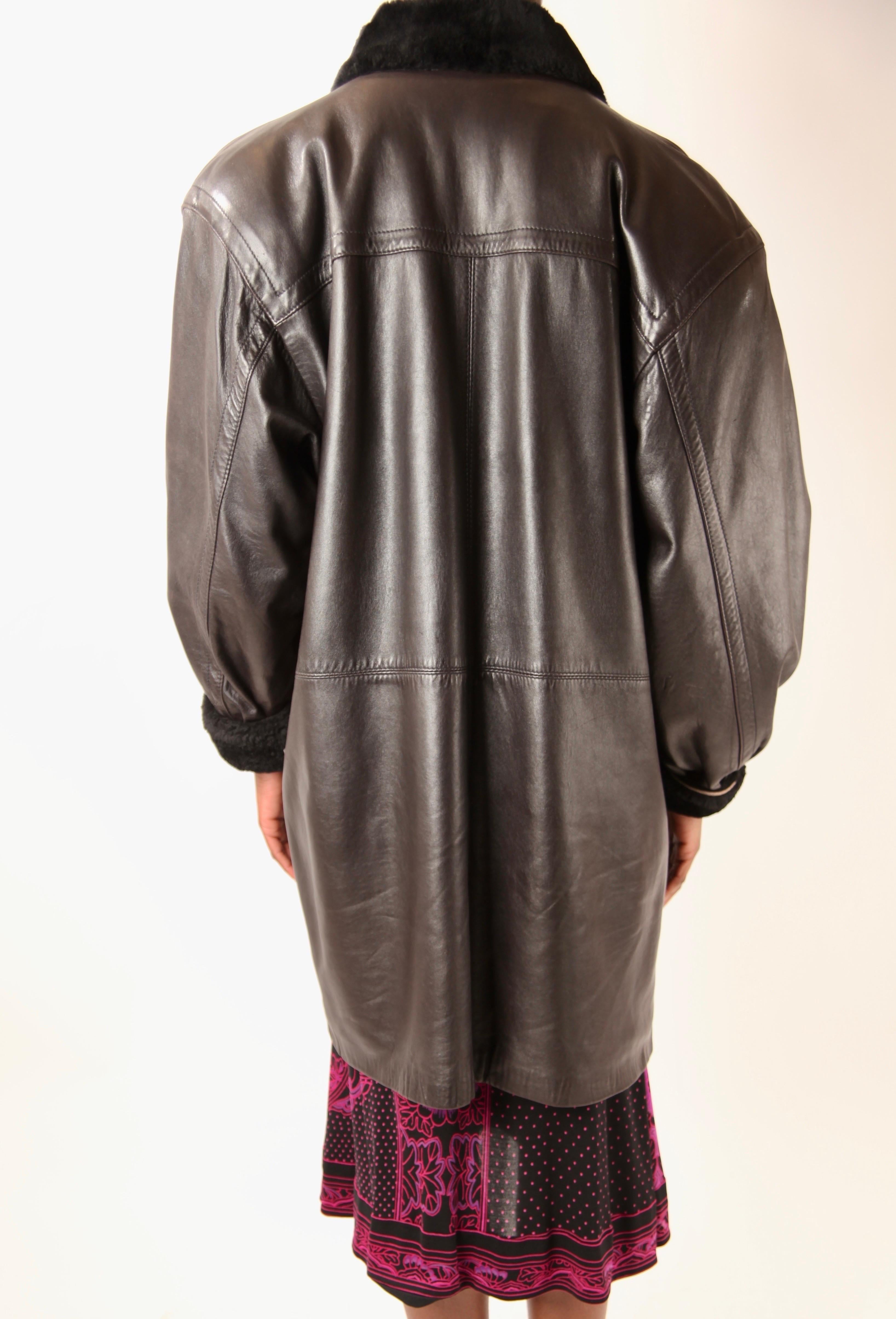 Yves Saint Laurent  oversize silhouette  chocolate shearling coat. C. 1980s For Sale 1