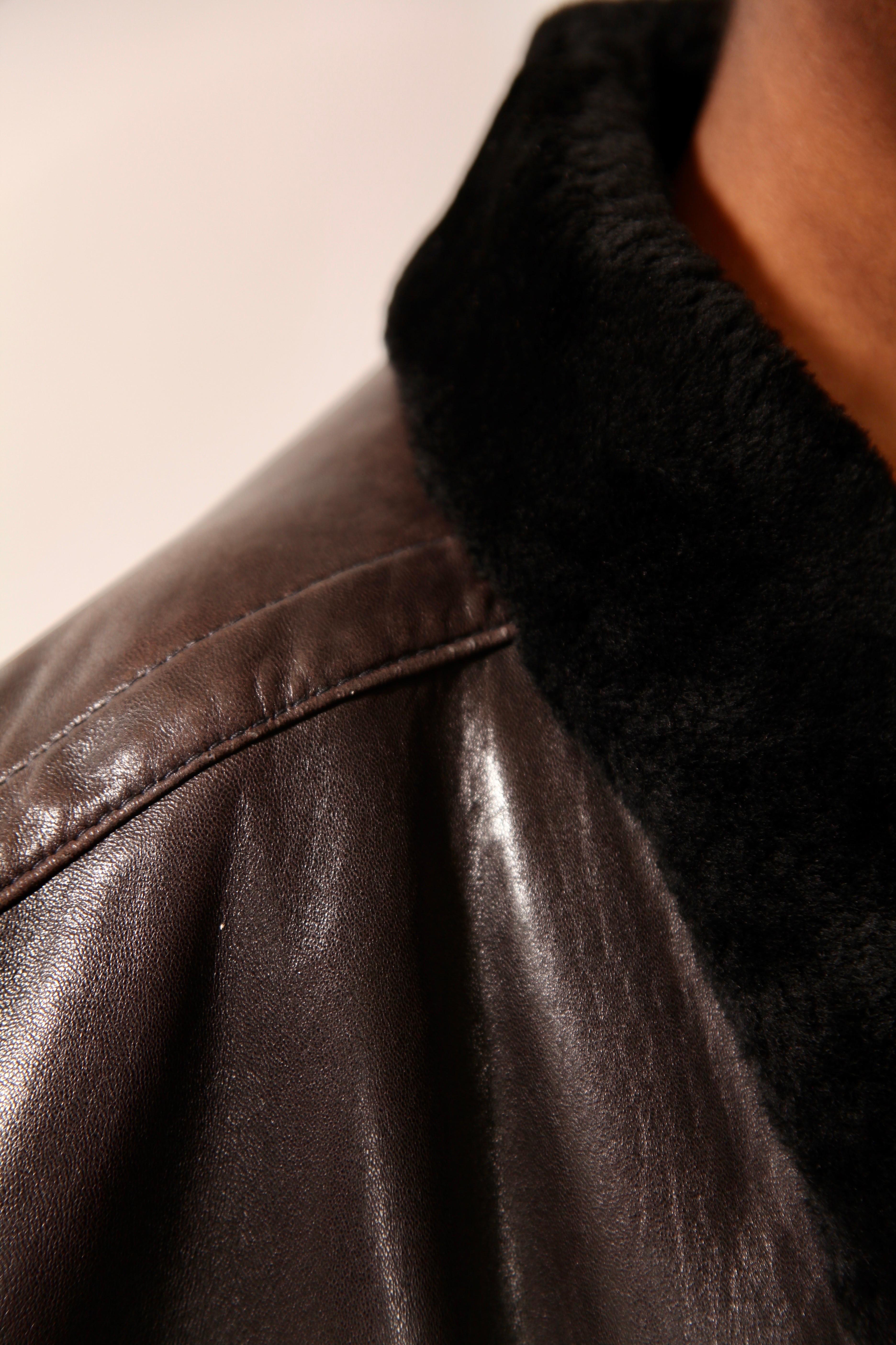 Yves Saint Laurent  oversize silhouette  chocolate shearling coat. C. 1980s For Sale 3