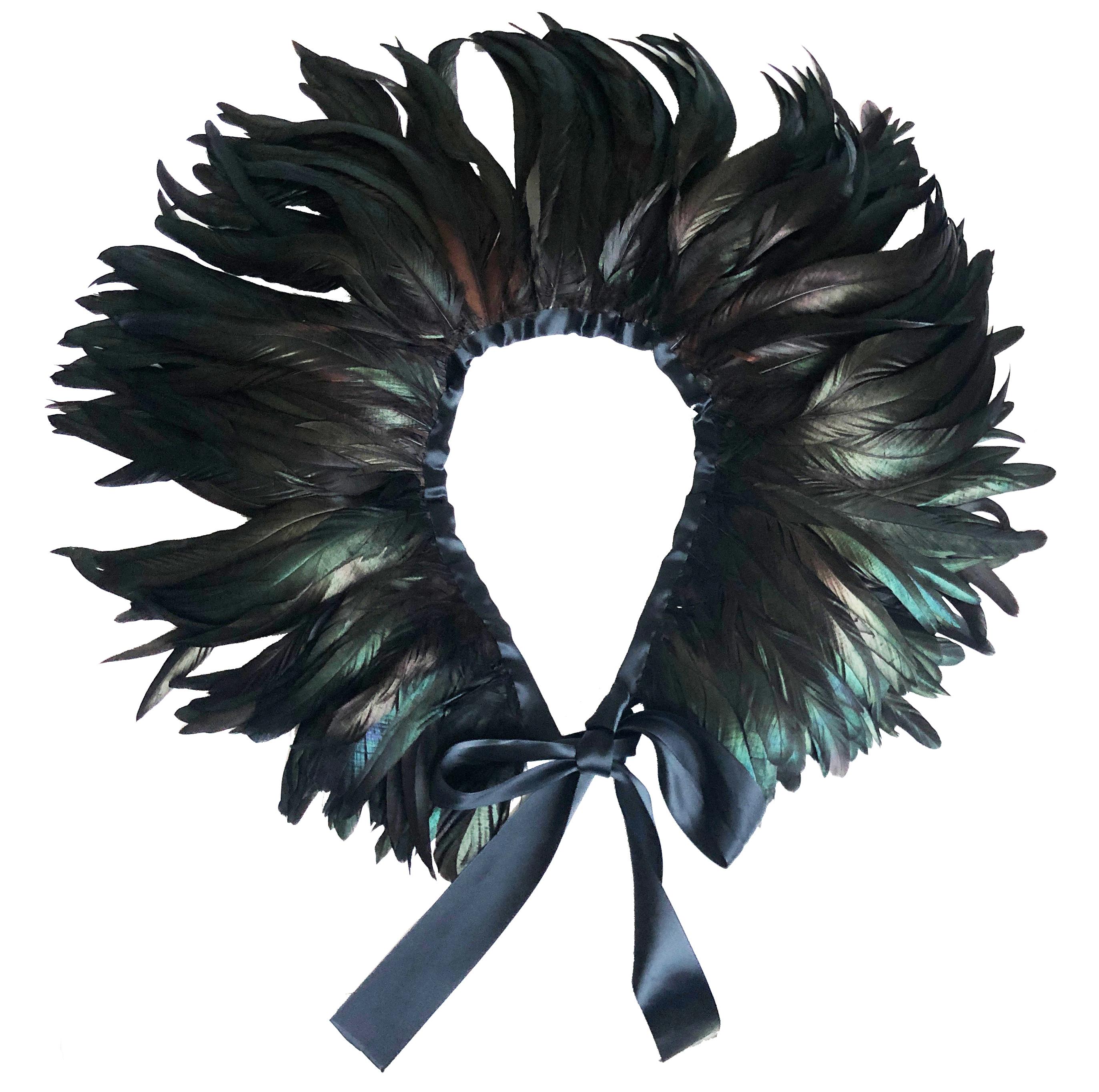 Yves Saint Laurent Oversized Feather Collar Evening Cape 1970s 1