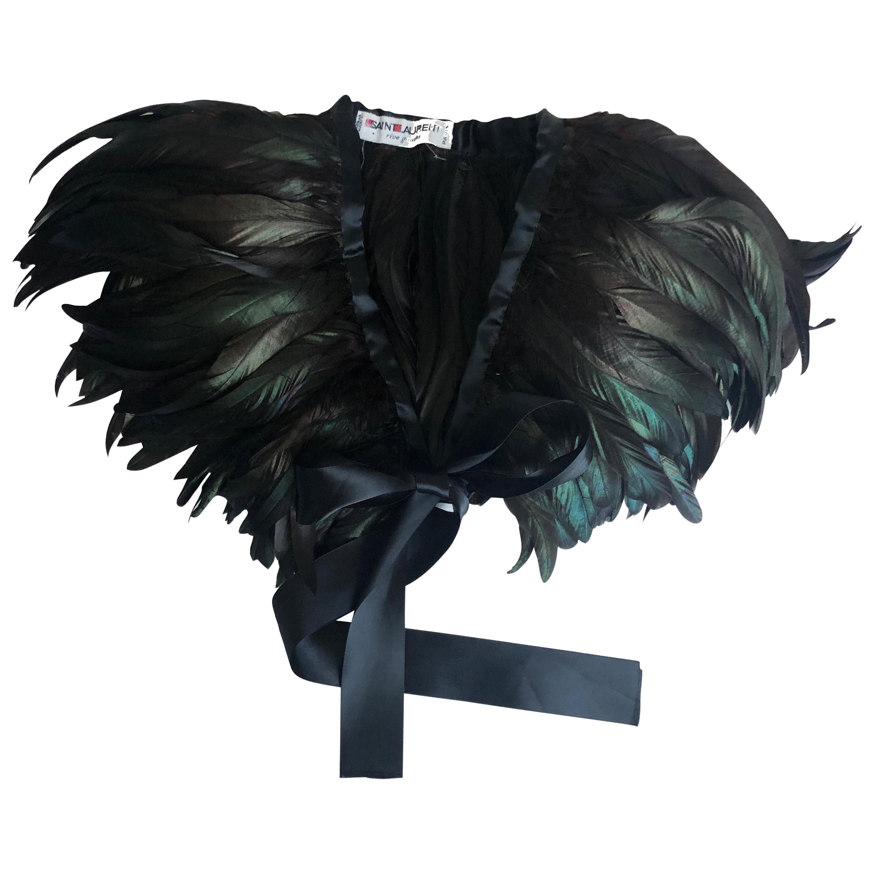 Yves Saint Laurent Oversized Feather Collar Evening Cape 1970s at 1stDibs