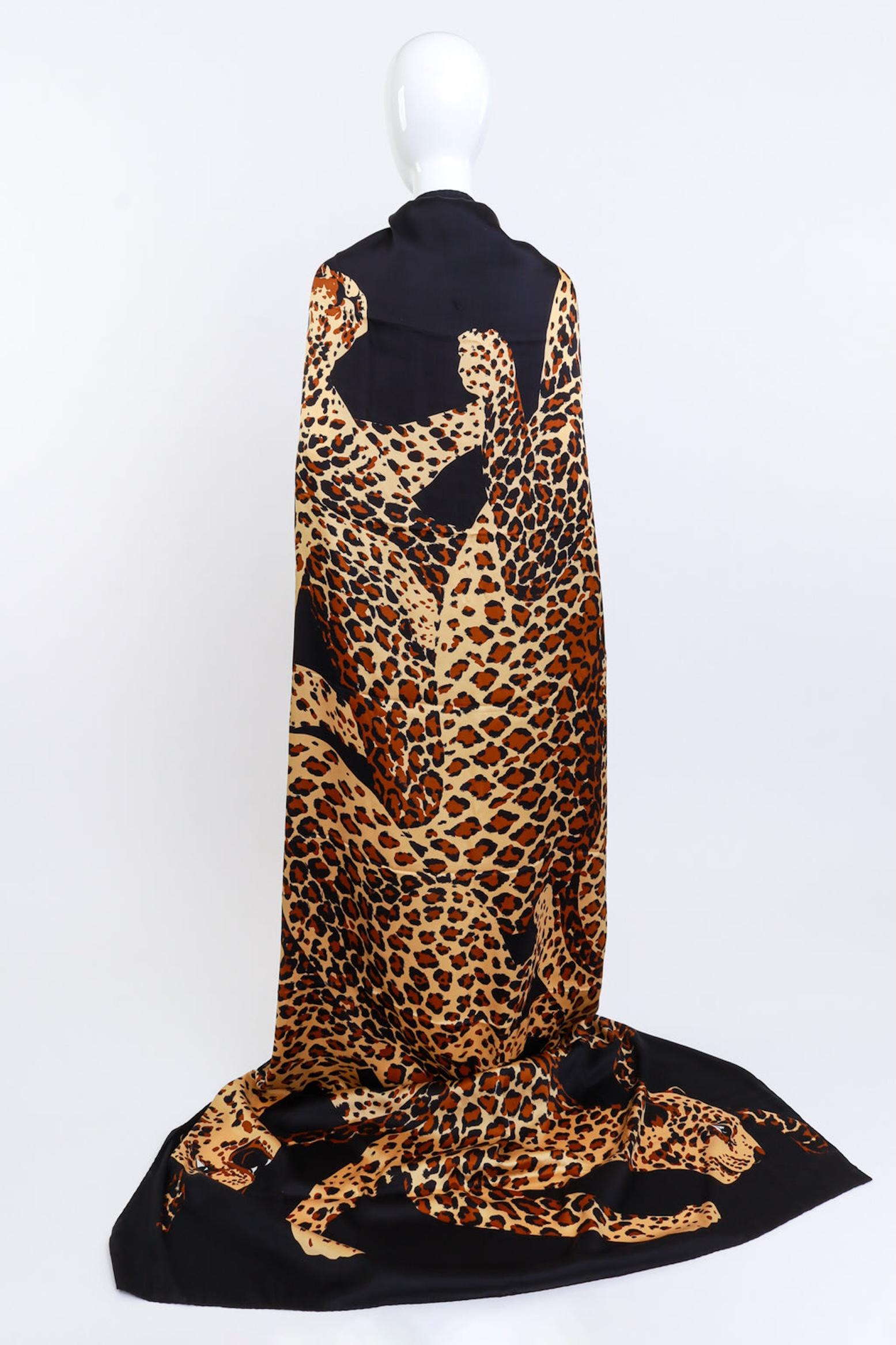 Black Yves Saint Laurent Oversized Prowl Of Leopards Shawl For Sale