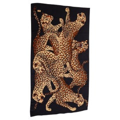 Vintage Yves Saint Laurent Oversized Prowl Of Leopards Shawl