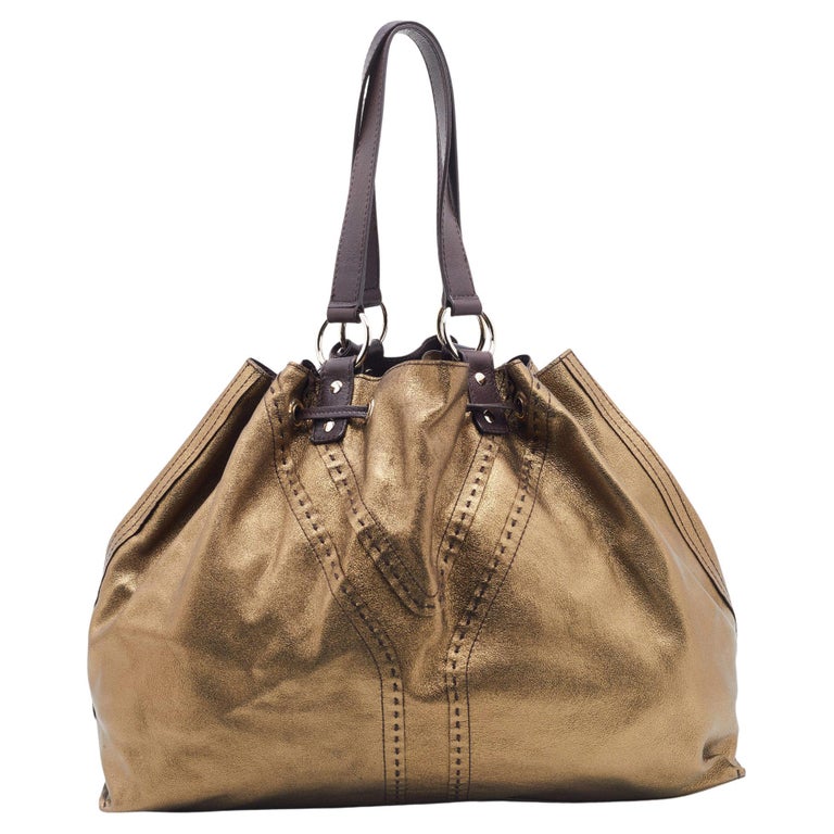 Yves Saint Laurent Pale Gold/Brown Leather Double Sac Y Tote For Sale at  1stDibs