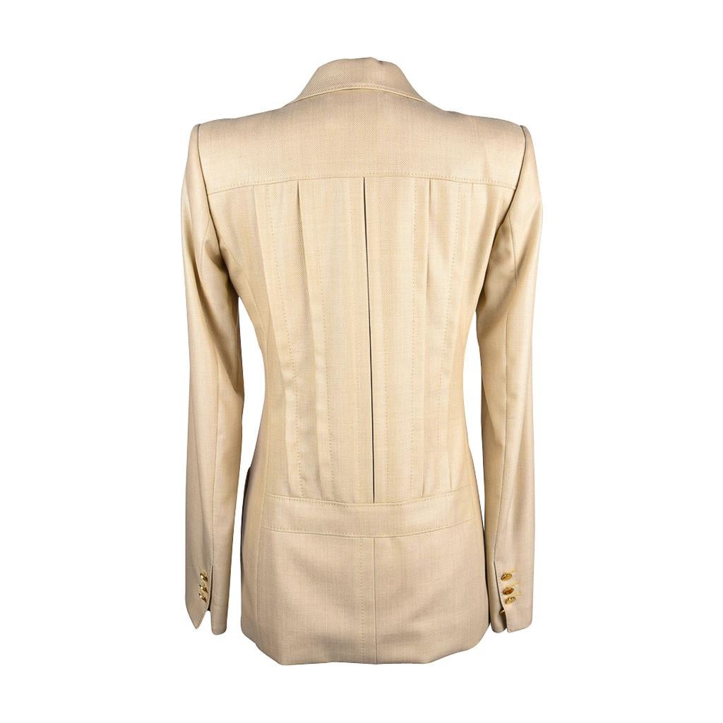 Yves Saint Laurent Pale Wheat Yellow Wool / Silk Jacket 38 / 6 For Sale 5