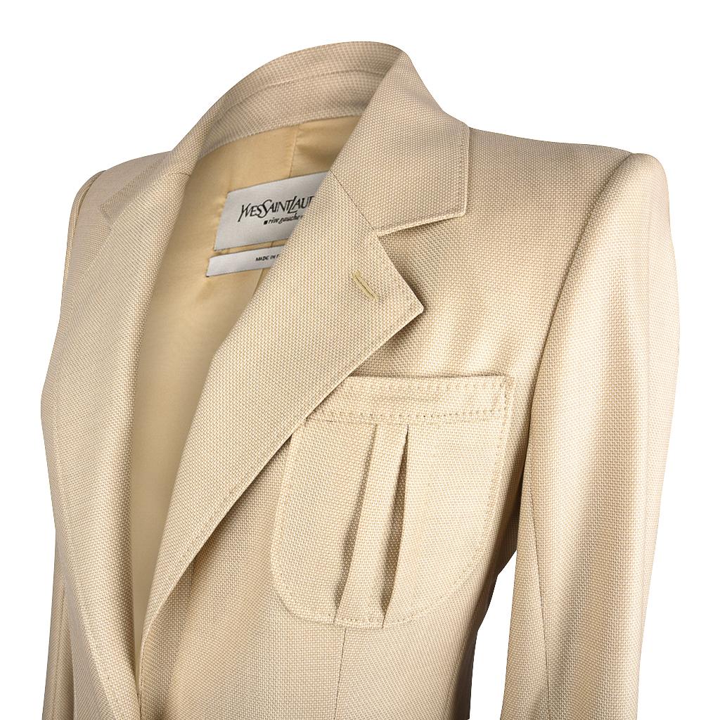 Yves Saint Laurent Pale Wheat Yellow Wool / Silk Jacket 38 / 6 For Sale 6