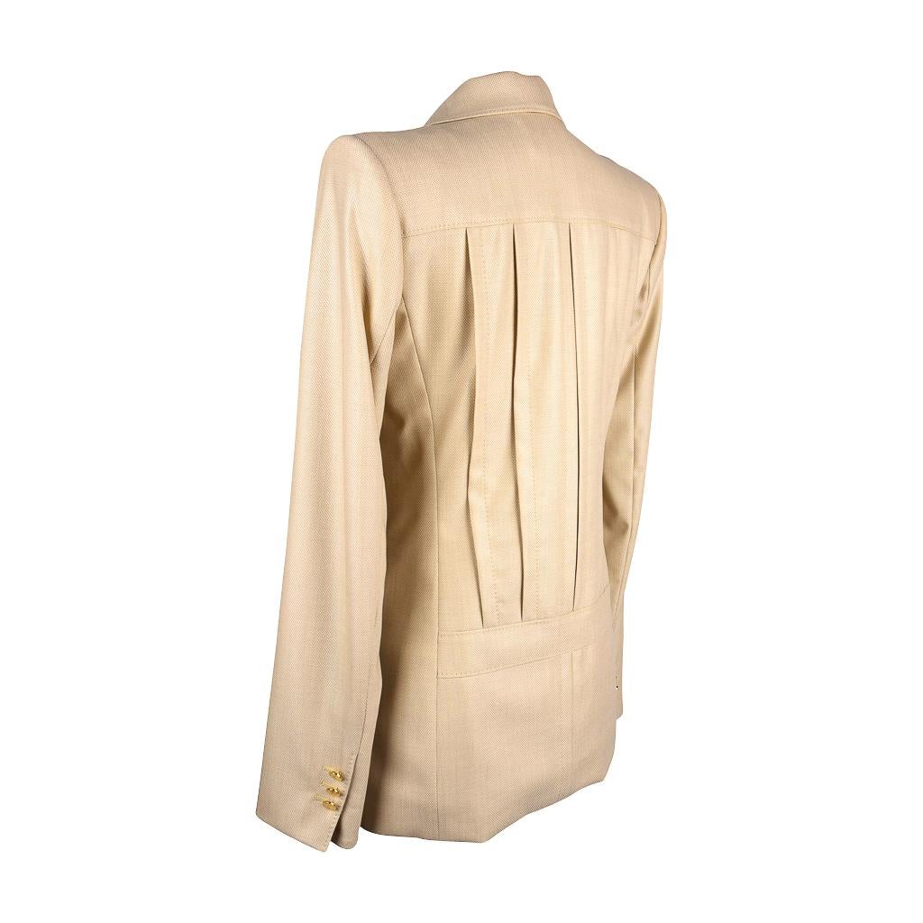 Women's Yves Saint Laurent Pale Wheat Yellow Wool / Silk Jacket 38 / 6 For Sale