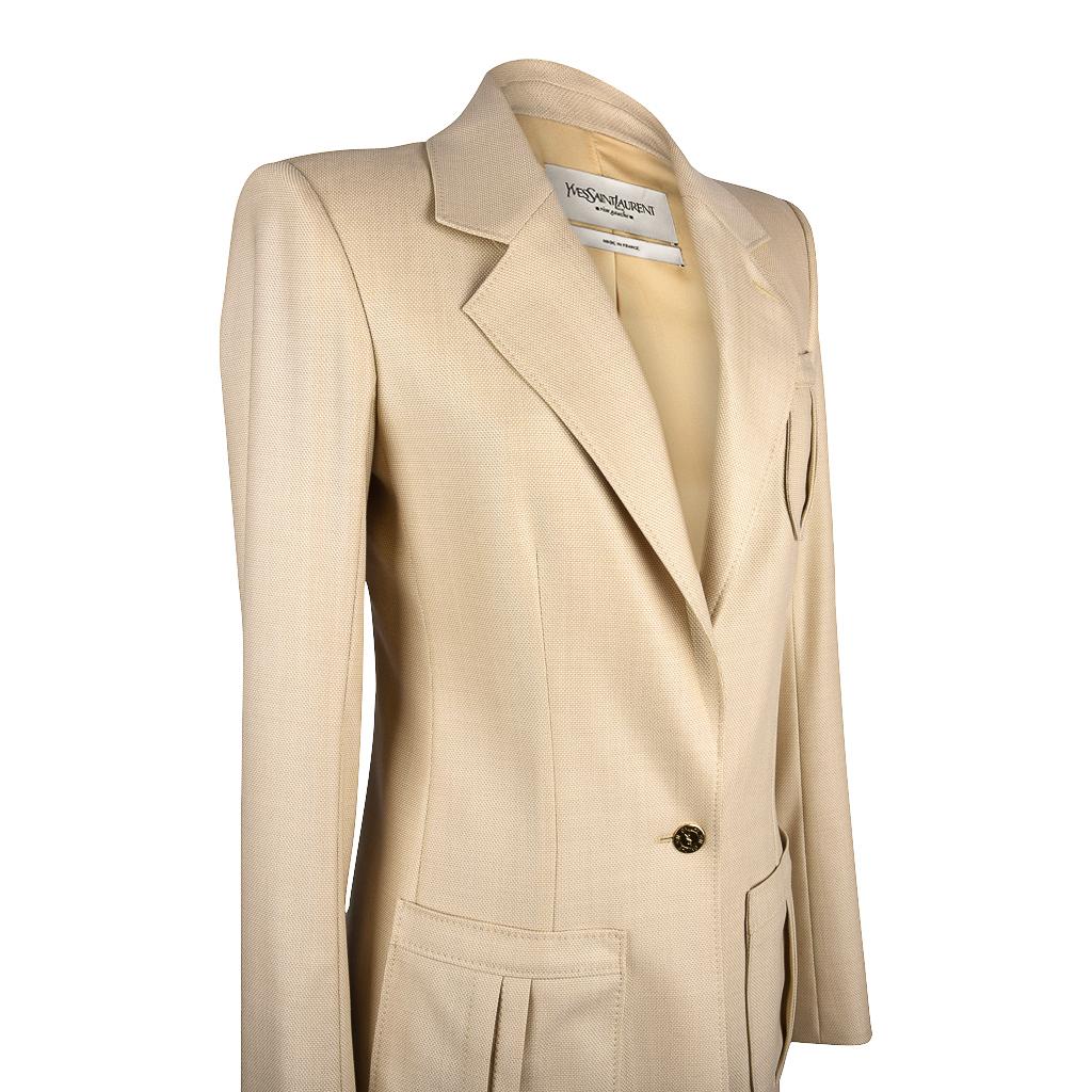 Yves Saint Laurent Pale Wheat Yellow Wool / Silk Jacket 38 / 6 For Sale 1