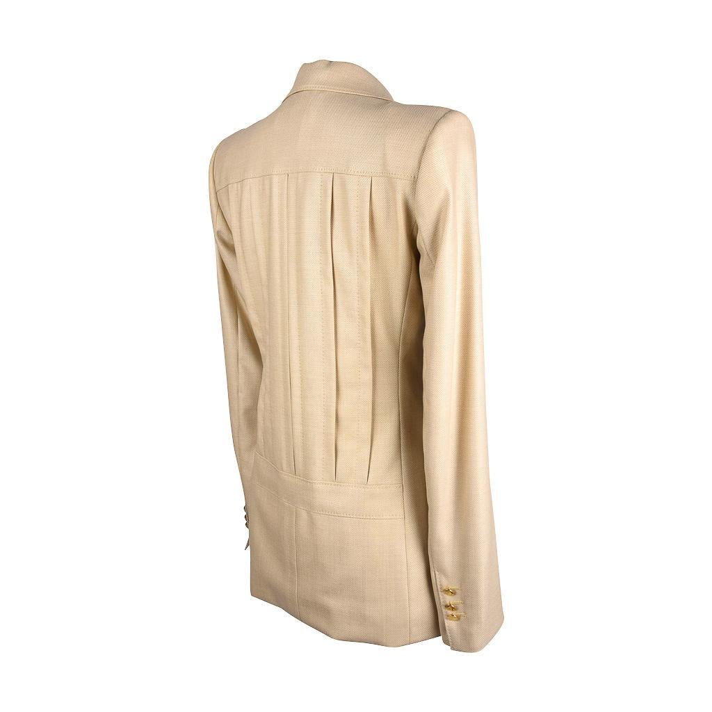 Yves Saint Laurent Pale Wheat Yellow Wool / Silk Jacket 38 / 6 For Sale 2