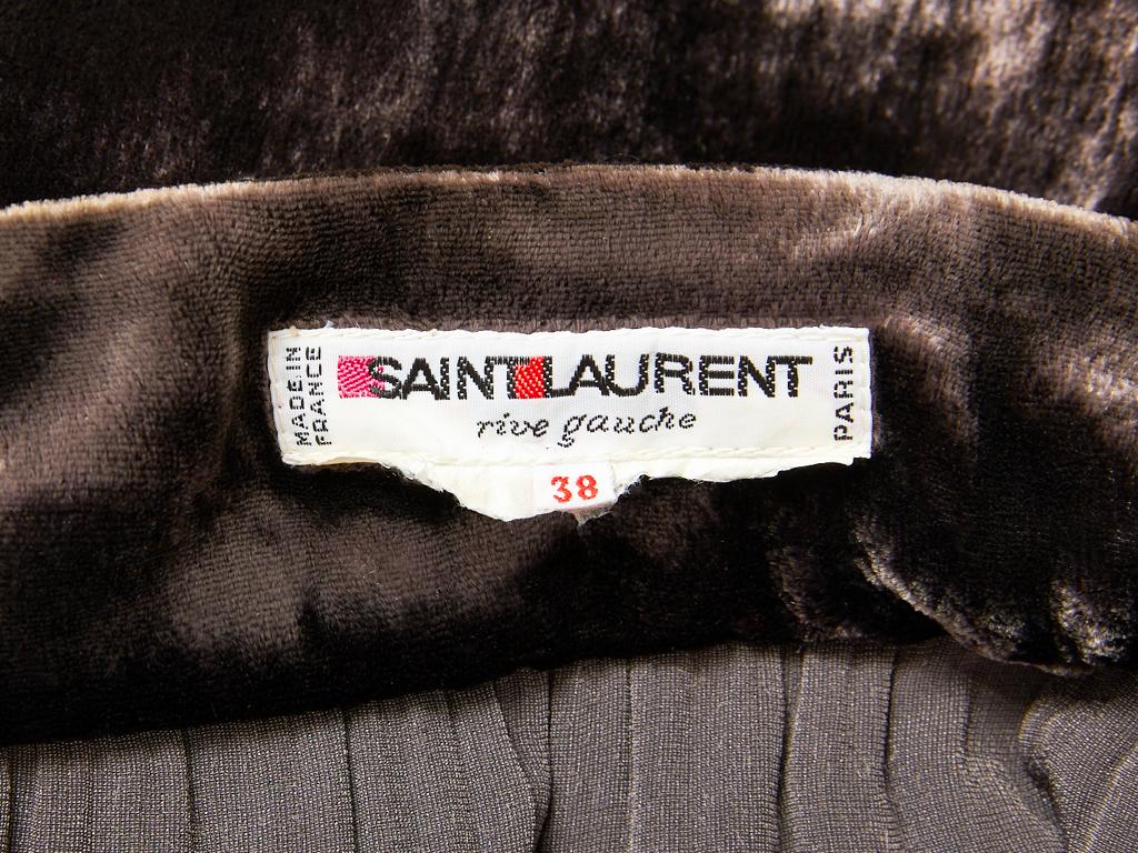 Black Yves Saint Laurent Panné Velvet Long Wrap Dress