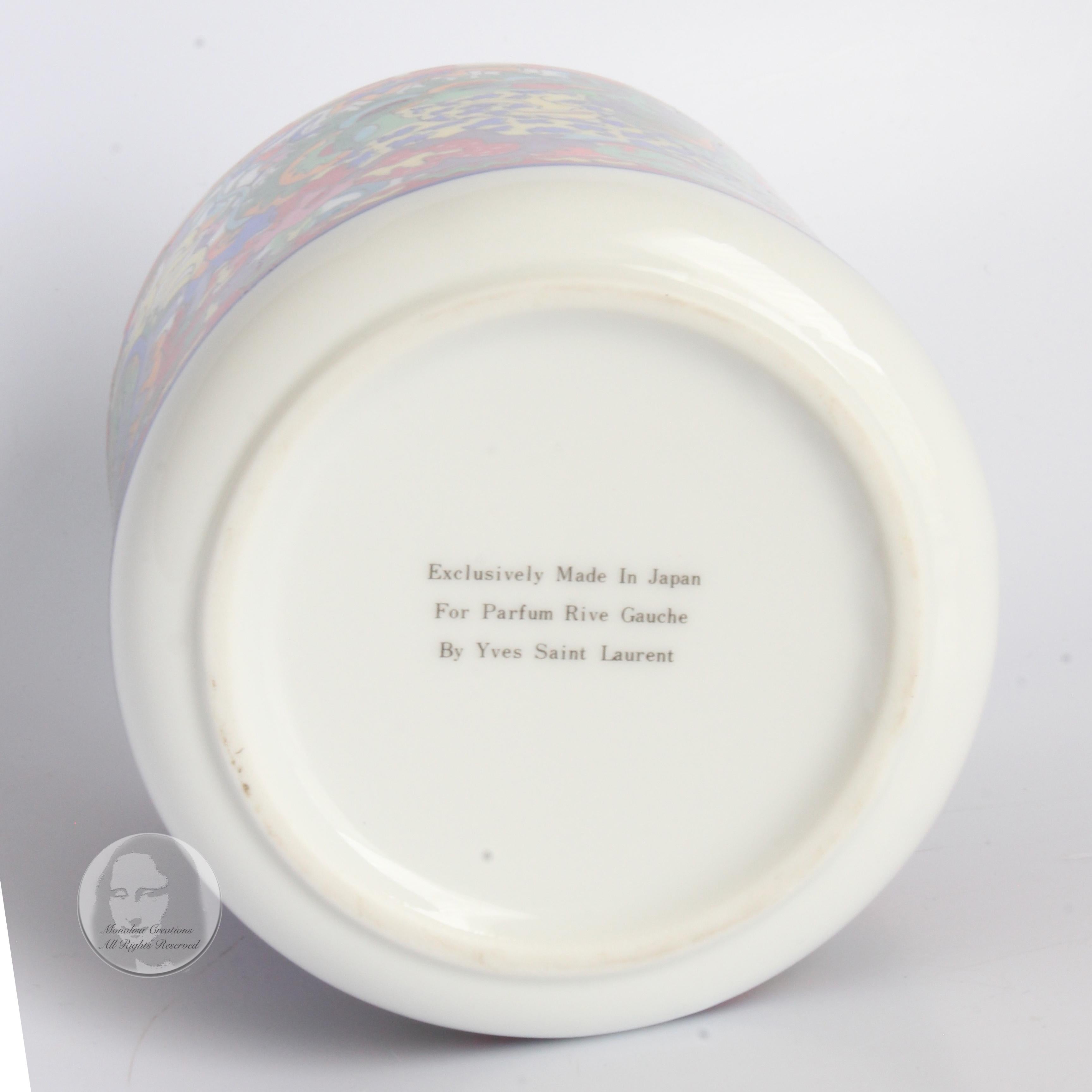 Yves Saint Laurent Parfum Rive Gauche Ceramic Vanity Jar Vintage Home Decor  6