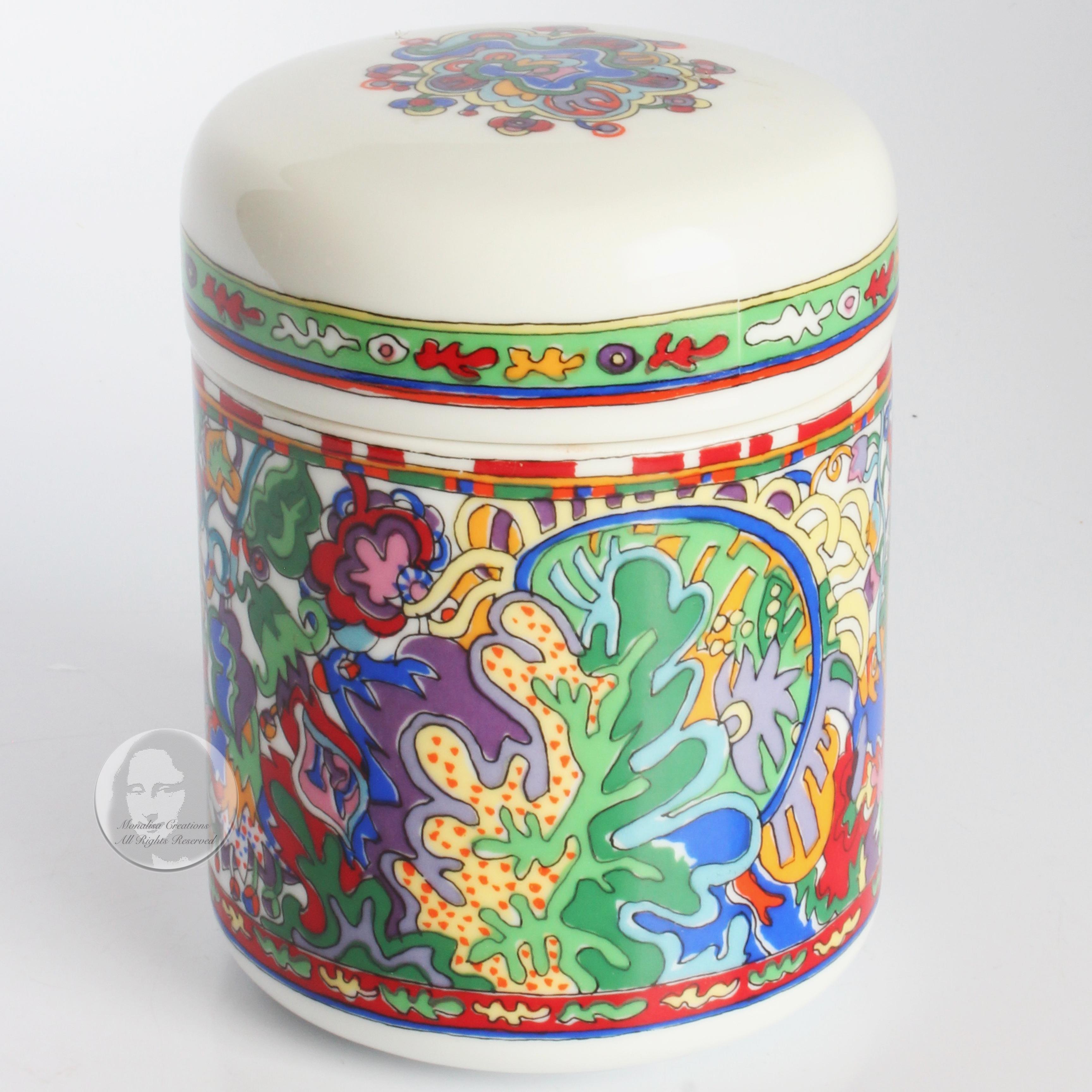 Women's or Men's Yves Saint Laurent Parfum Rive Gauche Ceramic Vanity Jar Vintage Home Decor 
