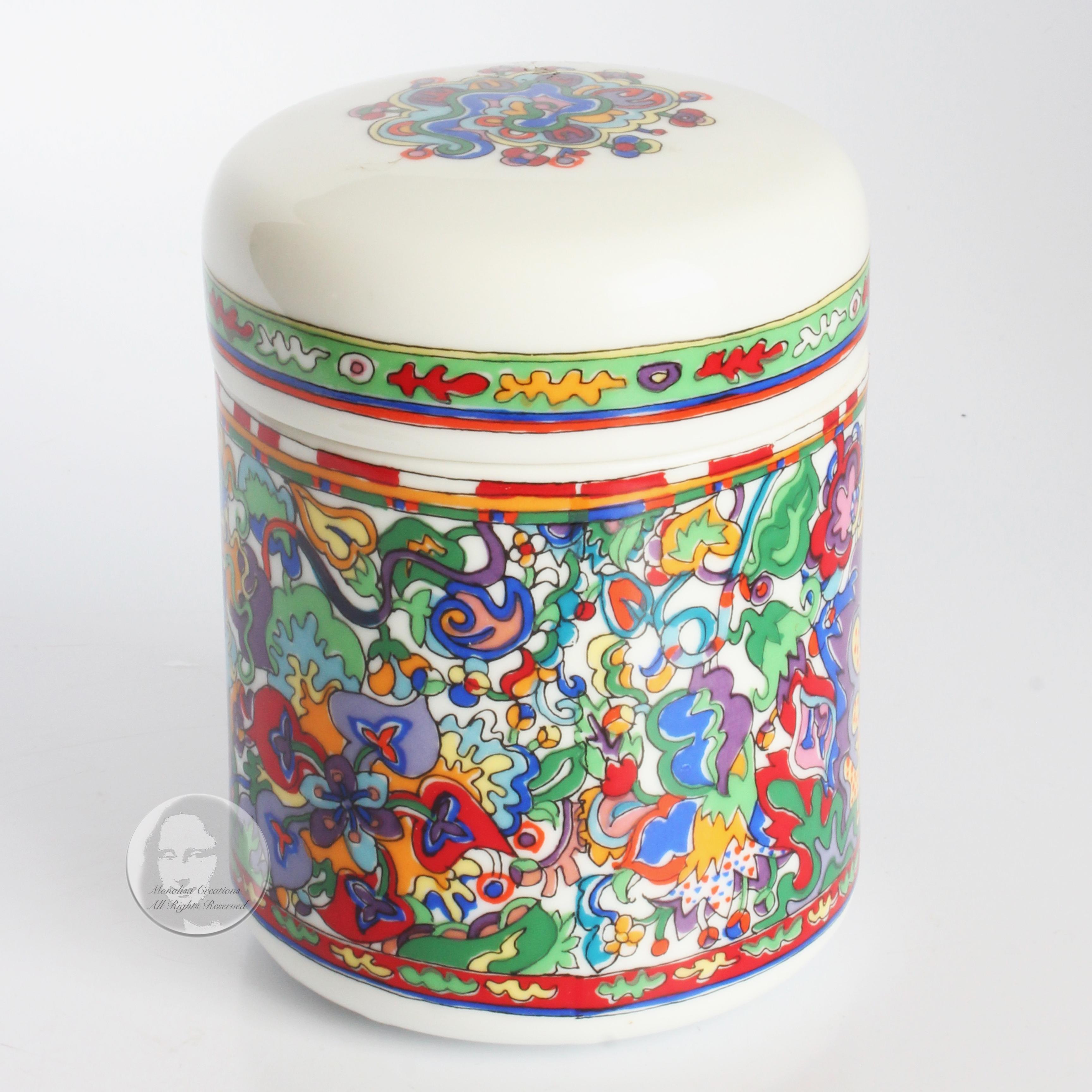 Yves Saint Laurent Parfum Rive Gauche Ceramic Vanity Jar Vintage Home Decor  1
