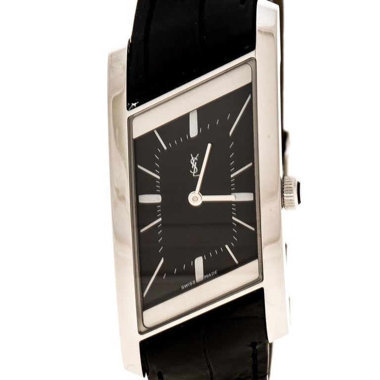 Yves Saint Laurent Paris Black Stainless Steel Gauche Women's