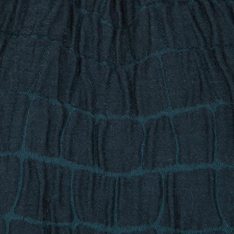 Yves Saint Laurent Paris Blue Knit Animal Pattern Textured Dress M In Good Condition In Dubai, Al Qouz 2