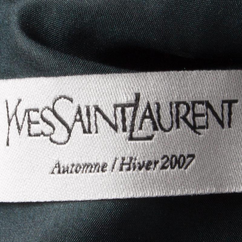Women's Yves Saint Laurent Paris Blue Knit Animal Pattern Textured Dress M