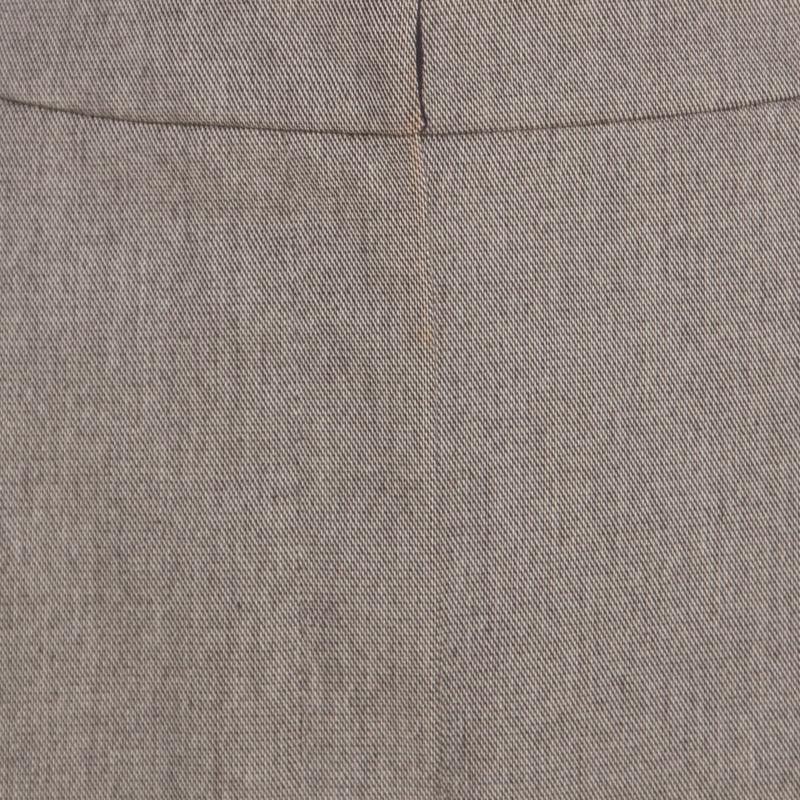 Yves Saint Laurent Paris Brown and White Textured Cotton Pencil Skirt L 1