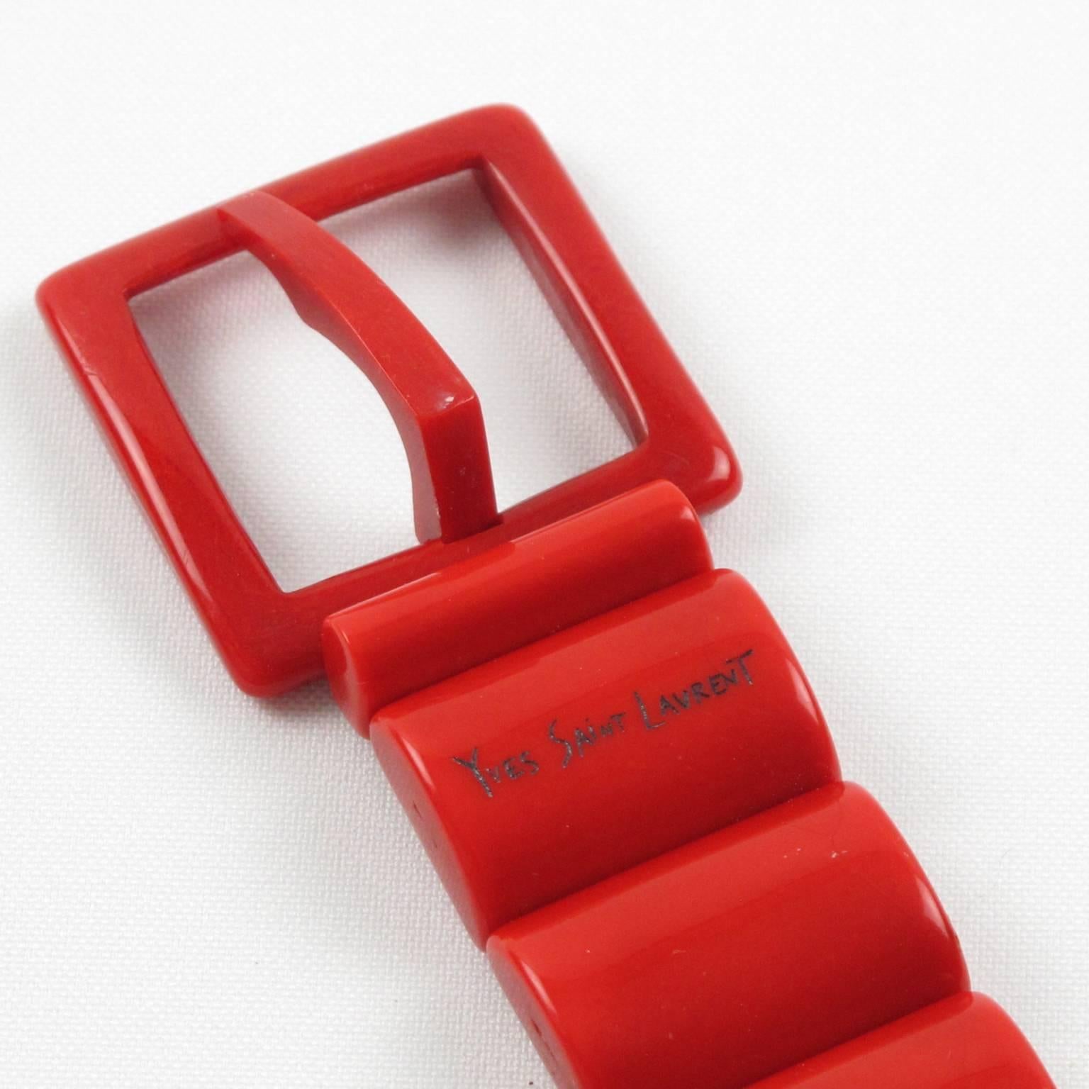 Yves Saint Laurent Paris Space Age Stretch Red Resin Waist Belt 2