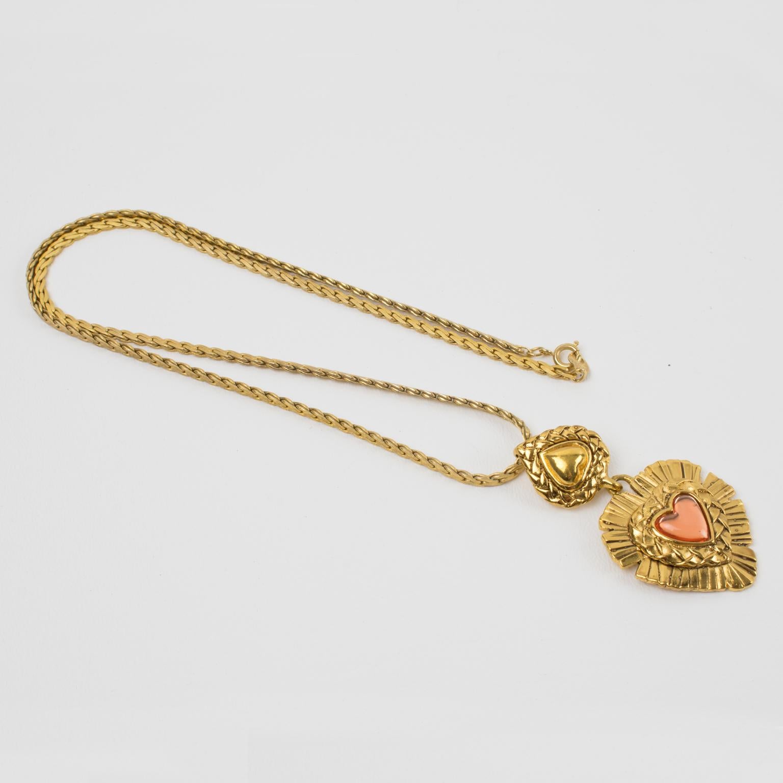 Women's Yves Saint Laurent Paris Gilt Metal Heart Pendant Necklace