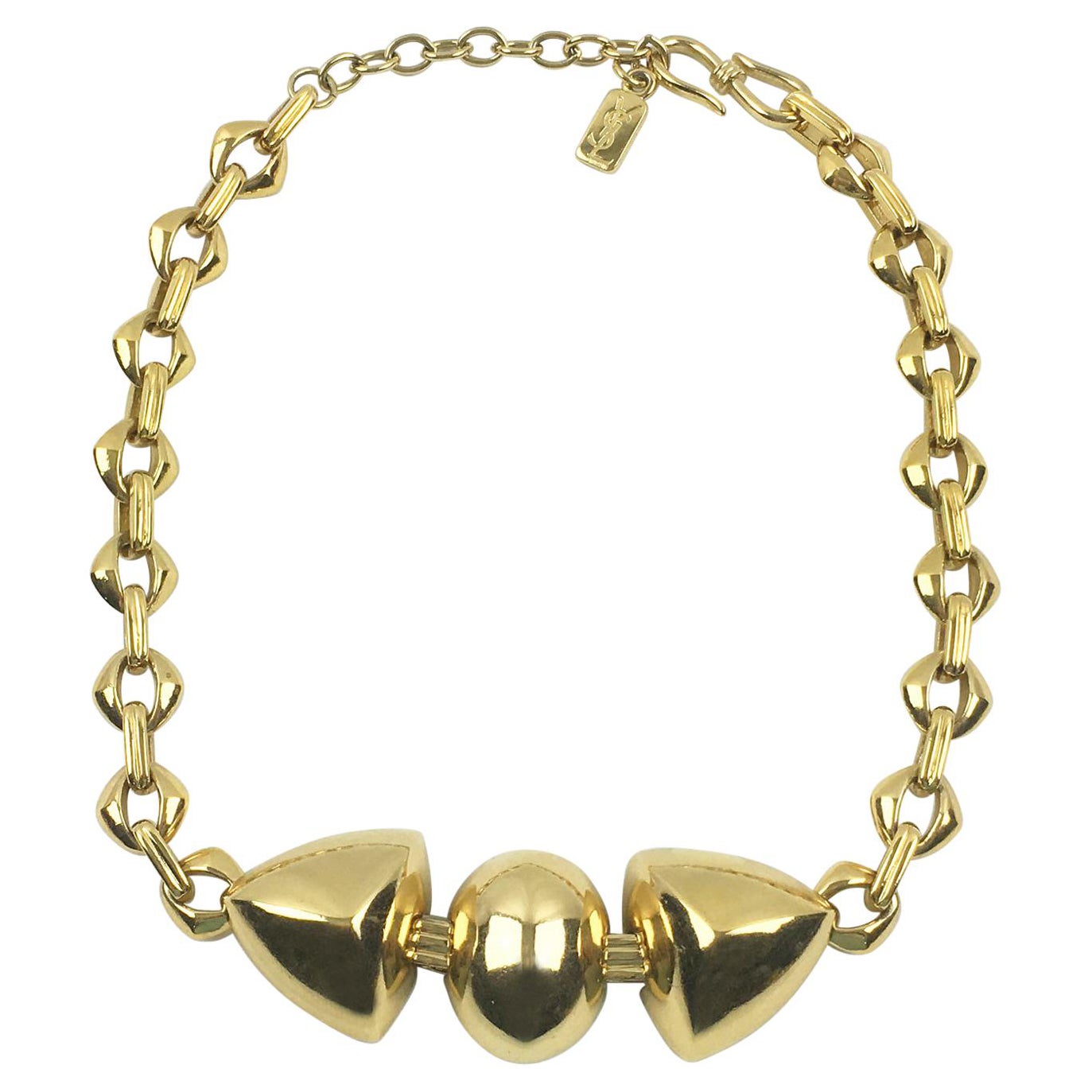 Yves Saint Laurent Paris Collana a girocollo con maglie dorate