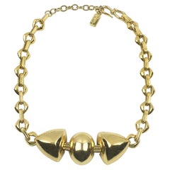 Collar gargantilla de eslabones de metal dorado Yves Saint Laurent Paris