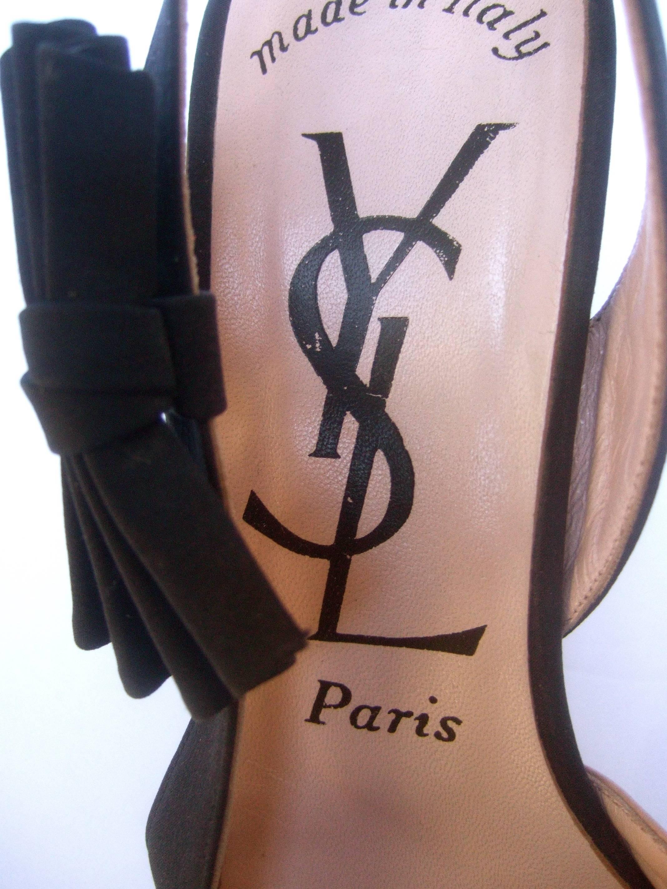 Yves Saint Laurent Paris Leather Peep Toe Pumps, circa 1980s 2