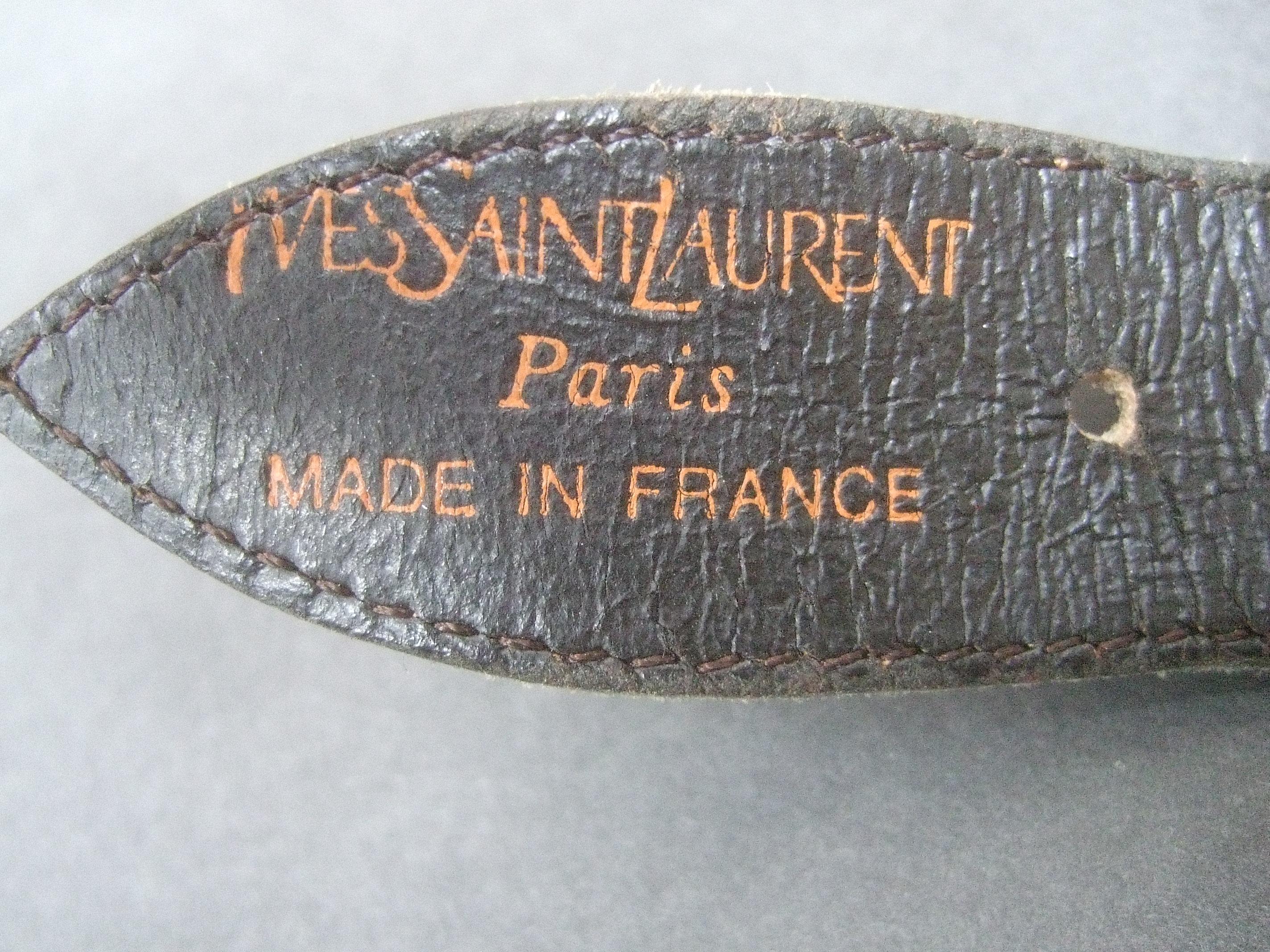 Yves Saint Laurent Paris Metallic Brown Leather Rope Belt c 1980s 7