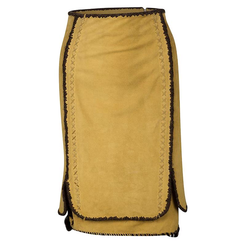 1970s Print Yves Saint Laurent Silk Trim Skirt & Top Set