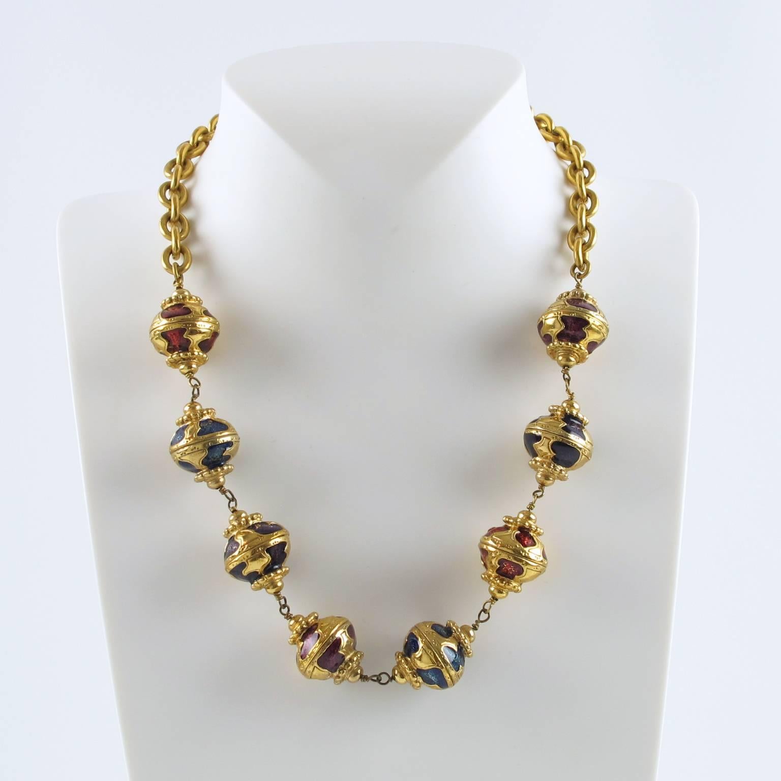 Yves Saint Laurent Paris Signed Necklace Baroque Enamel Beads 4