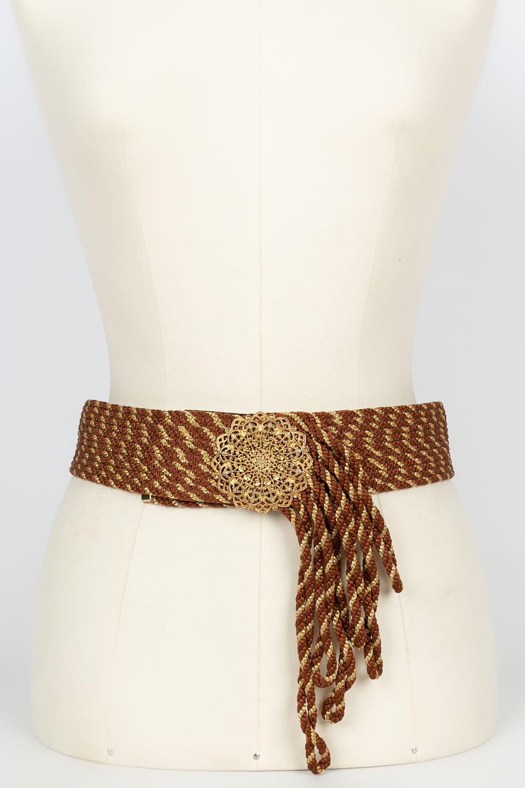 Brown Yves Saint Laurent passementerie belt For Sale