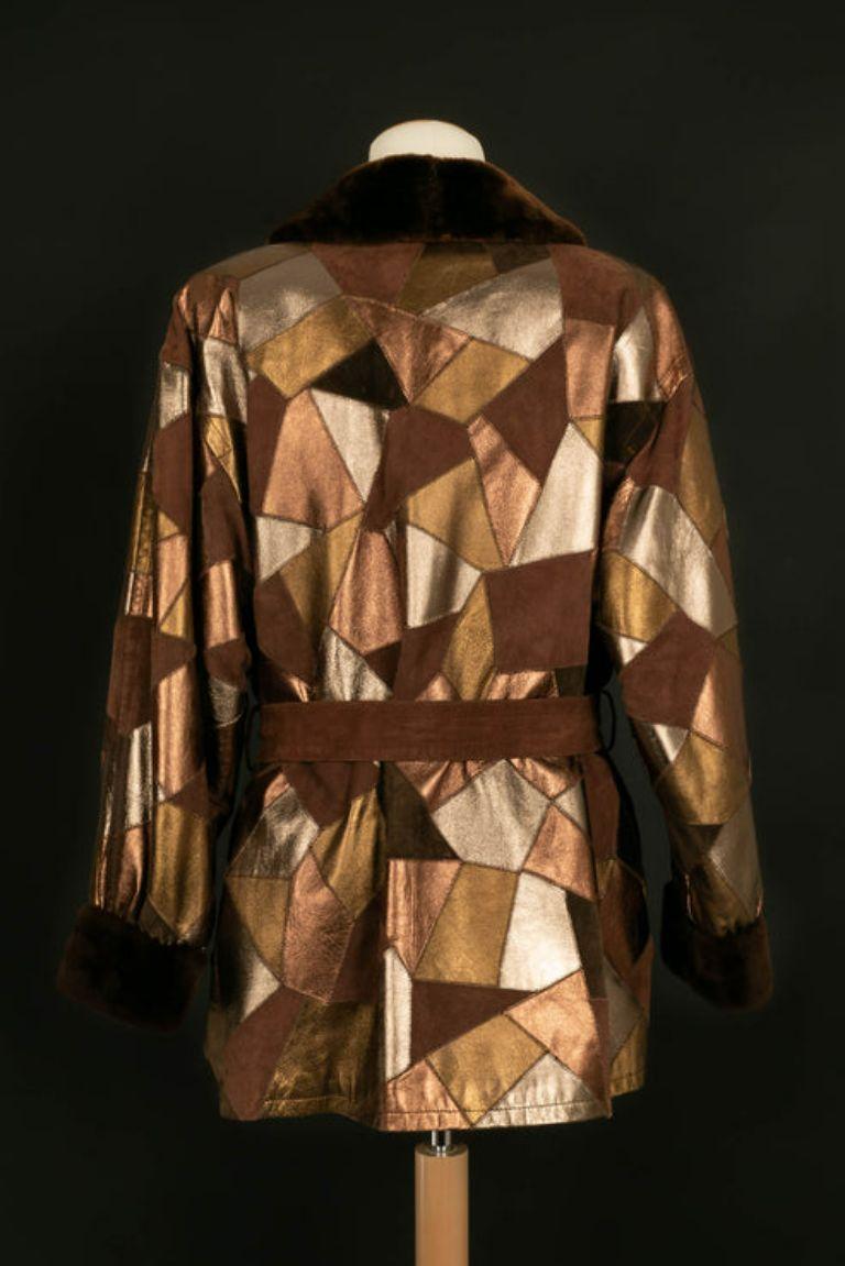 patchwork leather coat