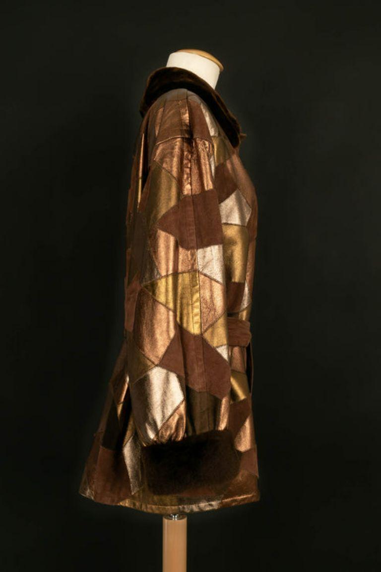 Veste « Patchwork » Yves Saint Laurent en cuir et fourrure Excellent état - En vente à SAINT-OUEN-SUR-SEINE, FR