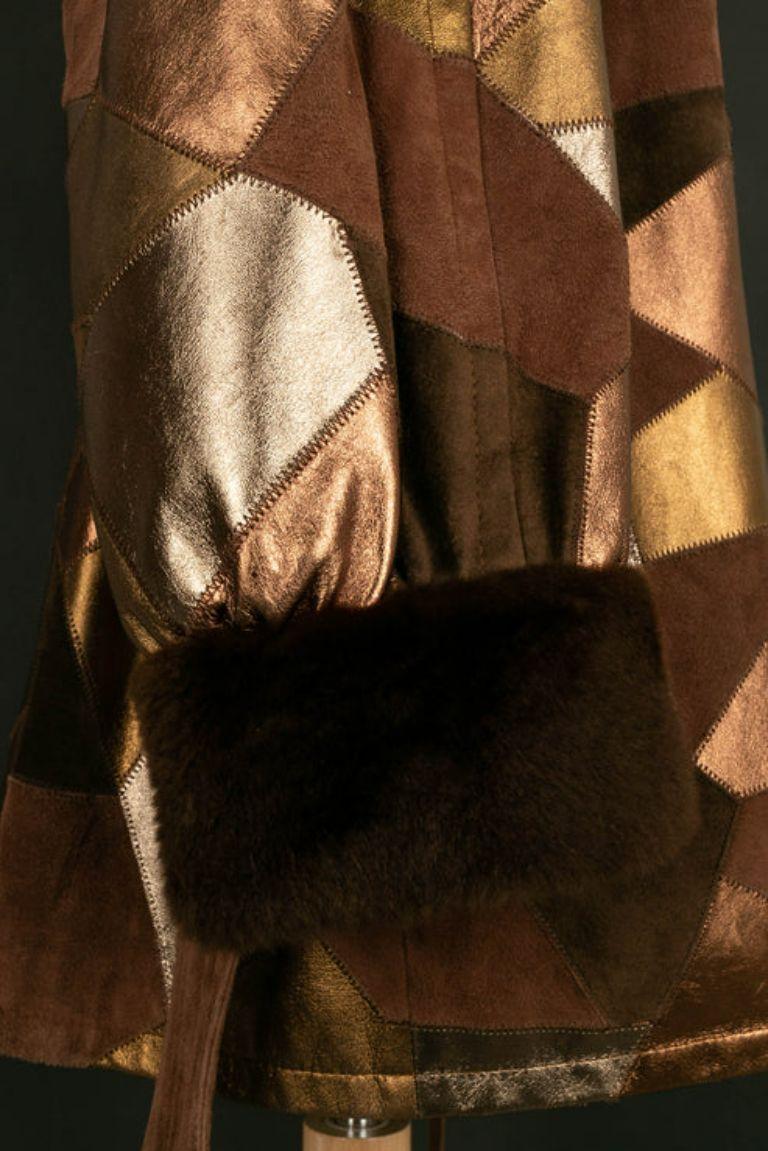 Veste « Patchwork » Yves Saint Laurent en cuir et fourrure en vente 1